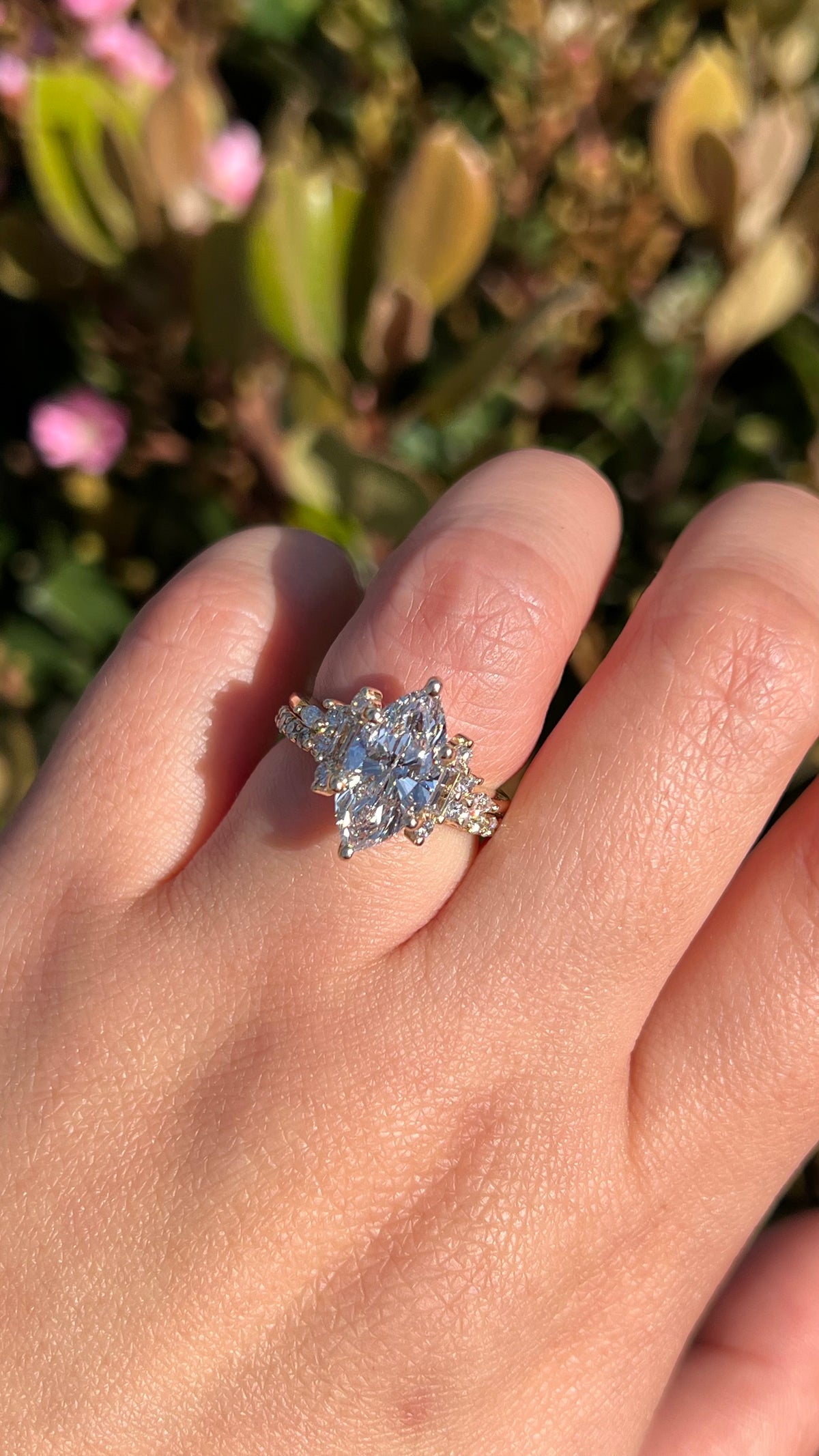 Nikki 2.66ct E-VVS2 Marquise Cut Lab Grown Diamond Engagement Ring 14K Gold