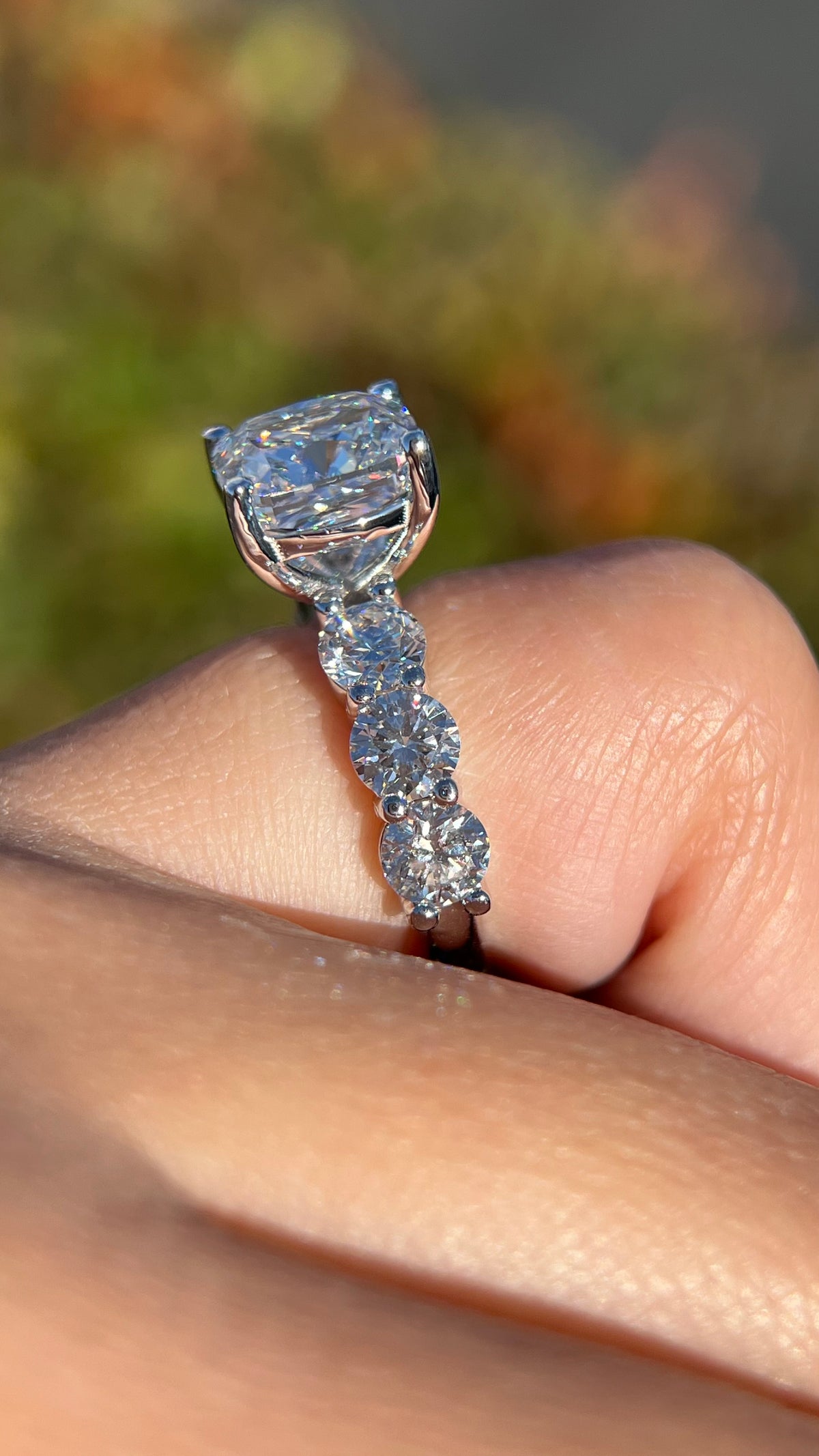 Patti 4.30ct F-VS1 Cushion Cut Lab Grown Diamond Engagement Ring 14K Gold