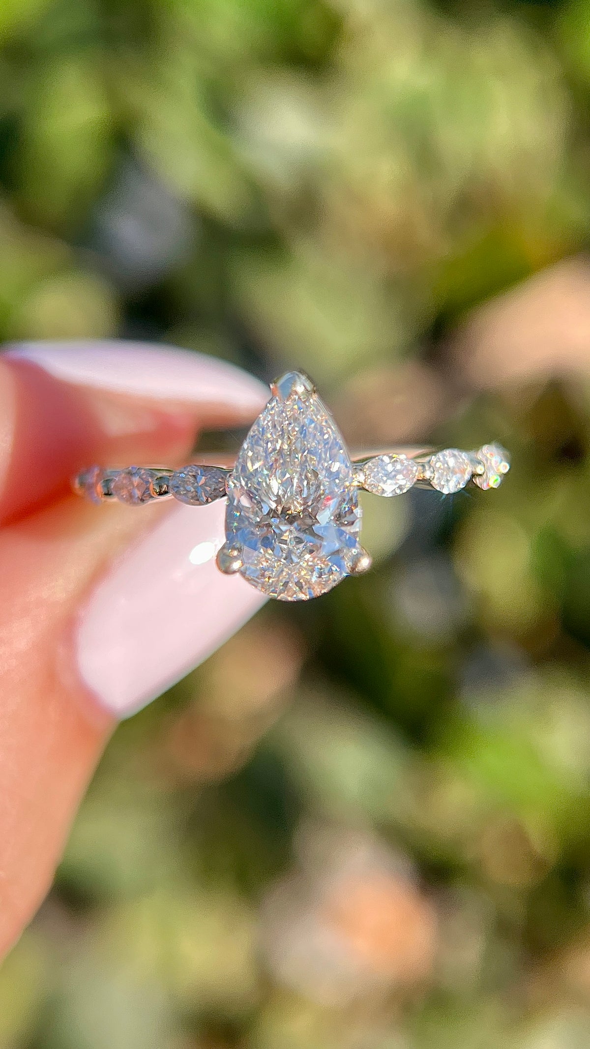 Marli 1.56ct E-VS1 Pear Cut Lab Grown Diamond Engagement Ring 14K Gold