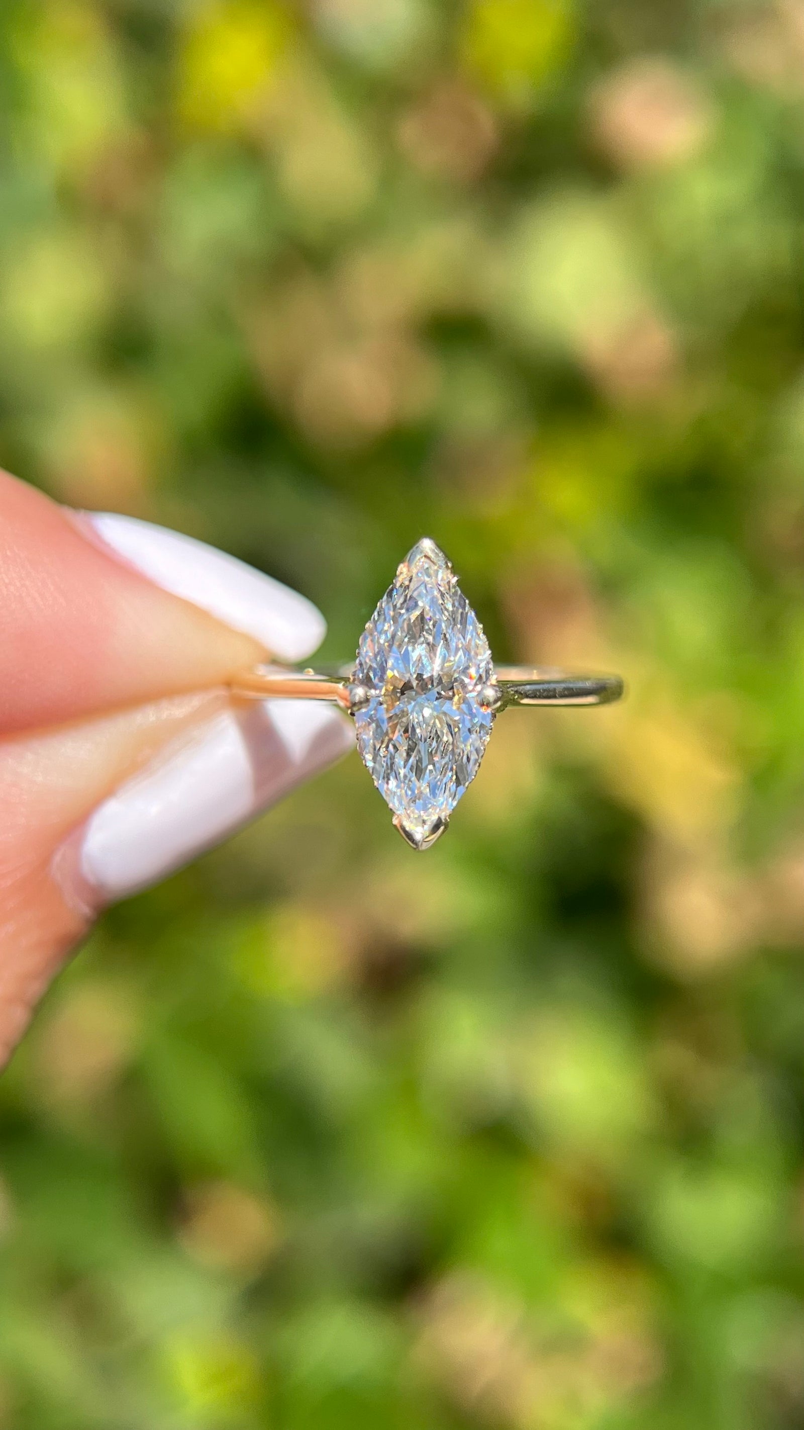 Ava 1.59ct E-VS1 Marquise Cut Lab Grown Diamond Engagement Ring 14K Gold