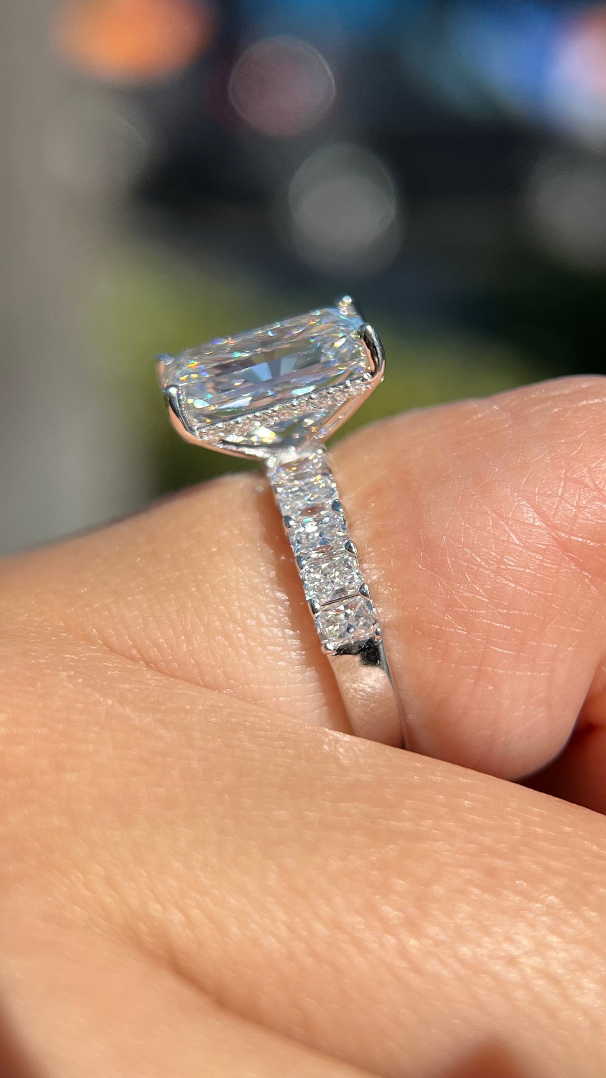 Reyna 4.09ct E-VS1 Radiant Cut Lab Grown Diamond Engagement Ring 14K Gold