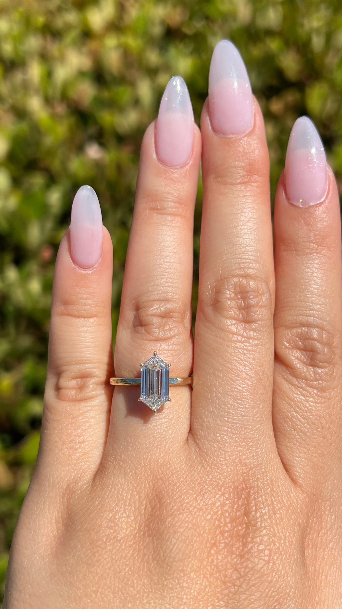 Evie 2.28ct E-VS1 Hexagon Cut Lab Grown Diamond Engagement Ring 14K Gold