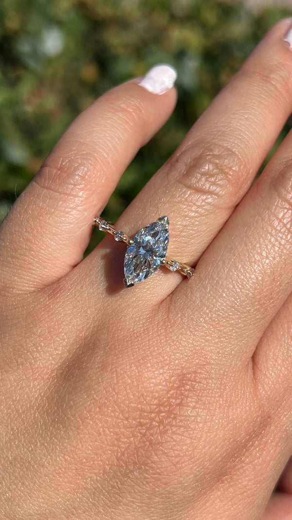 Belle E-VS1 Marquise Cut Lab Grown Diamond Engagement Ring