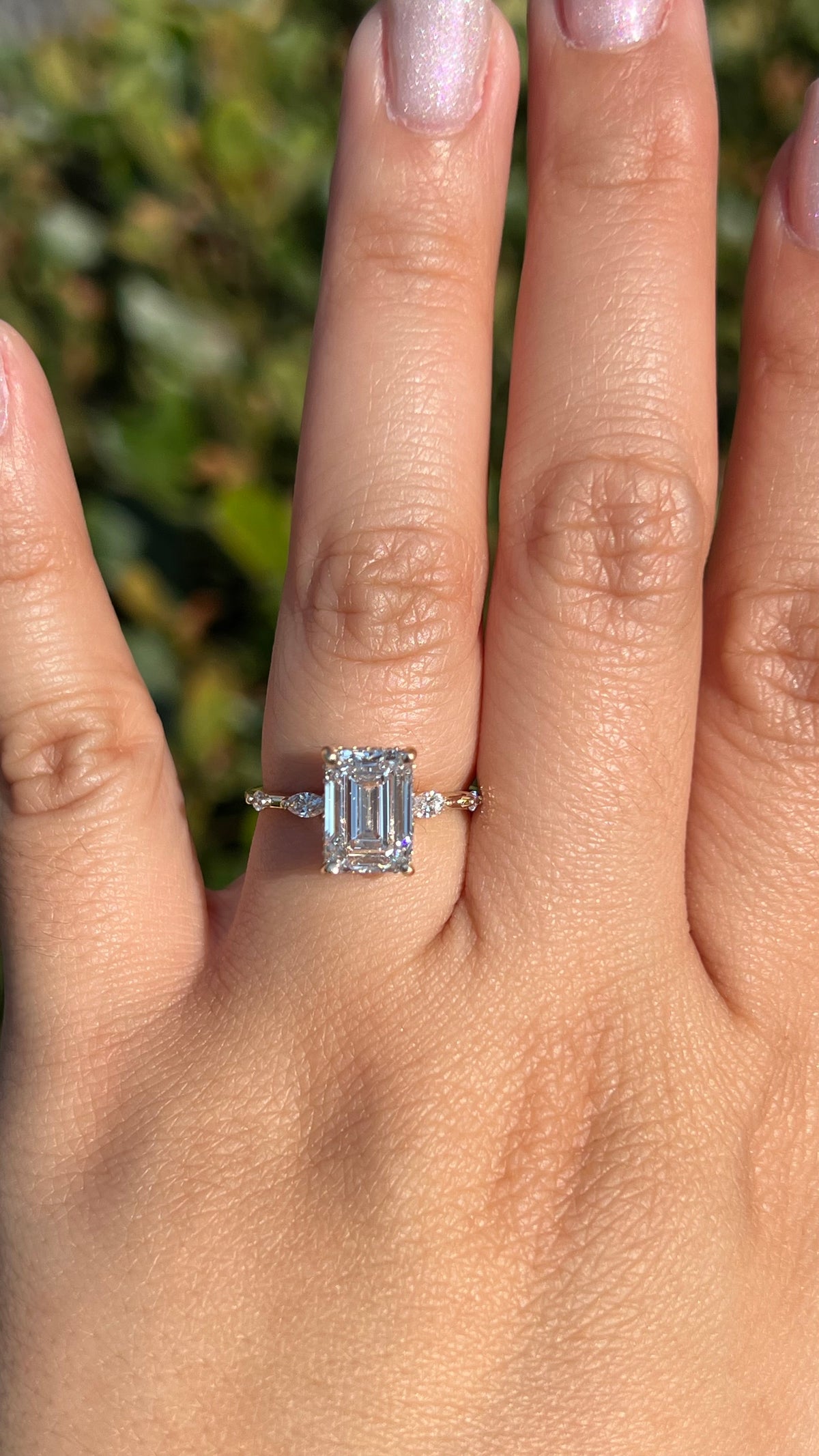 Maeve 2.82ct E-VS1 Emerald Cut Lab Grown Diamond Engagement Ring 14K Gold