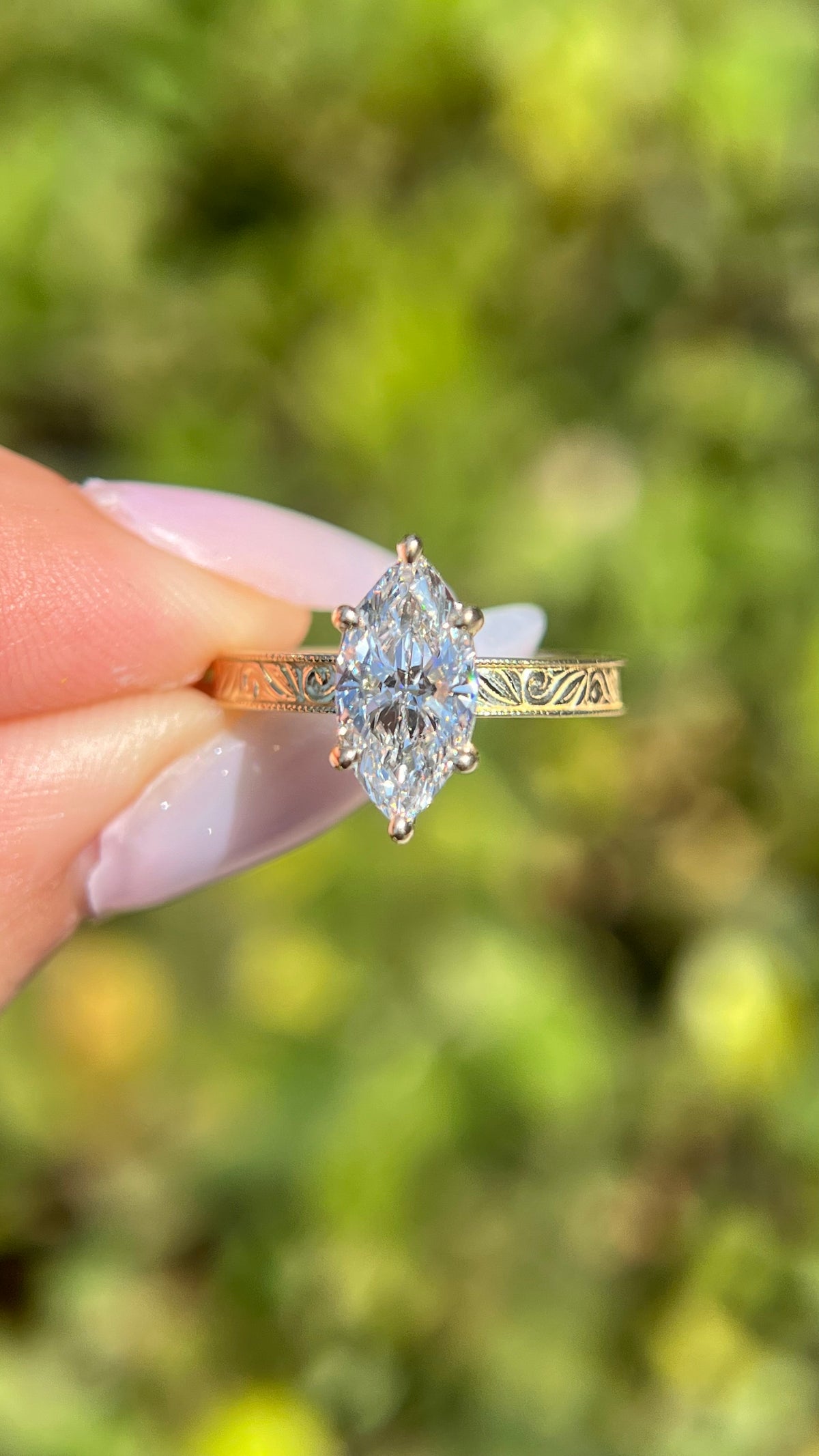 Tori 1.65ct E-VS1 Marquise Cut Lab Grown Diamond Engagement Ring 14K Gold