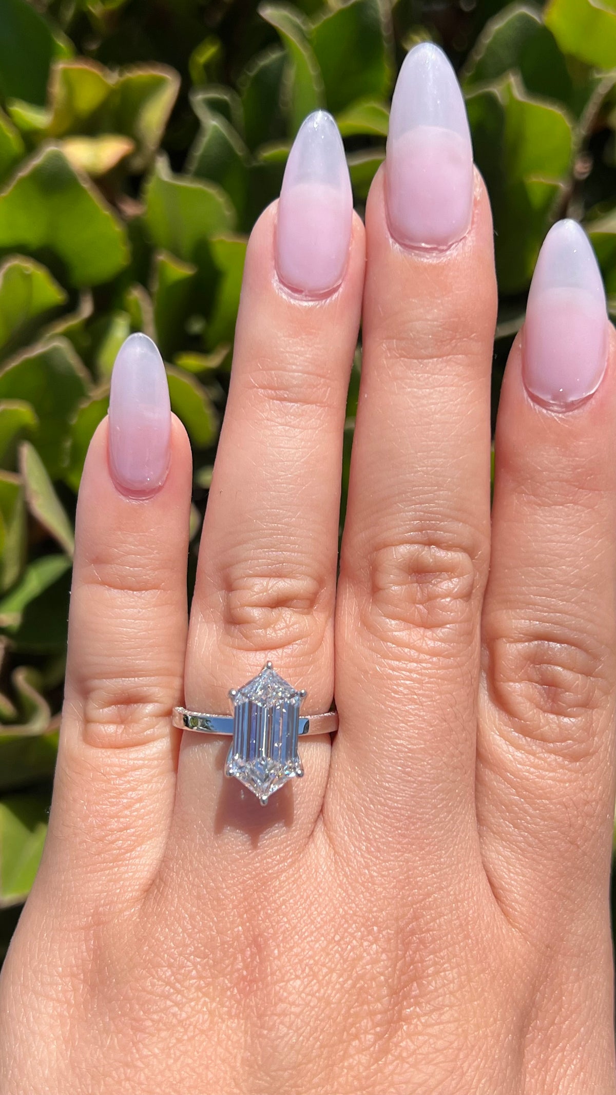 Angie 4.30ct E-VS1 Hexagon Cut Lab Grown Diamond Engagement Ring 14K Gold