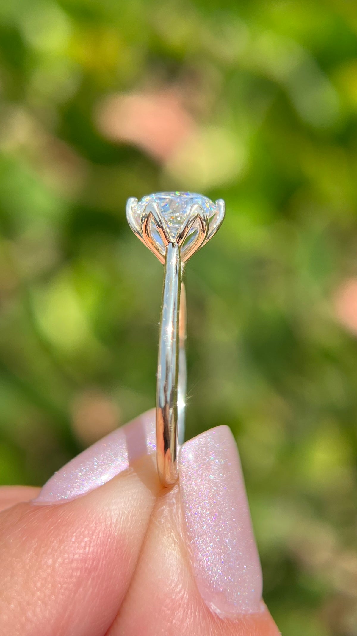 Ivy Tulip Prongs 1.41ct E-VS1 Round Cut Lab Grown Diamond Engagement Ring 14K Gold