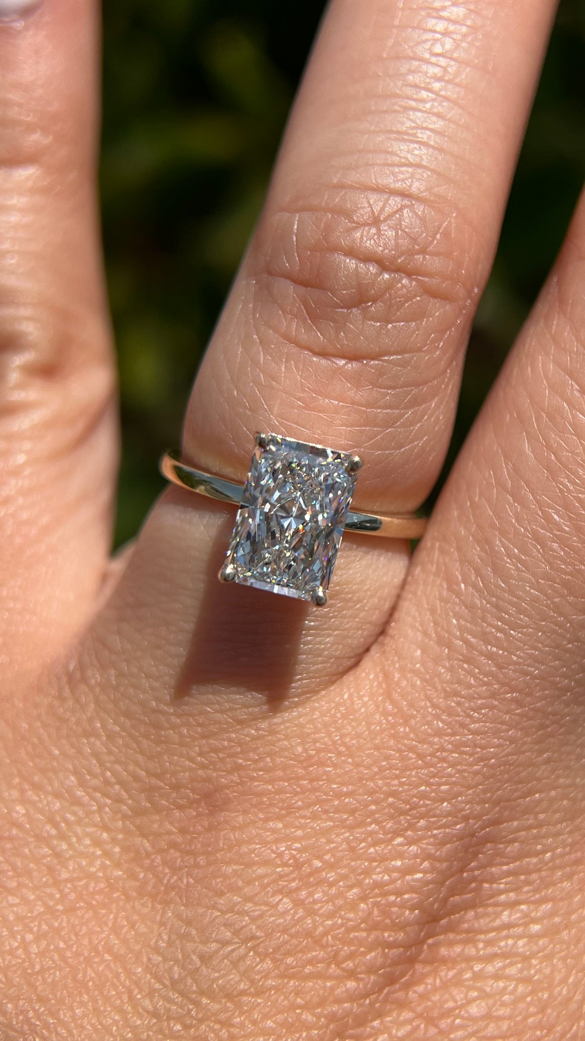 Evie 2.92ct F-VS1 Radiant Cut Lab Grown Diamond Engagement Ring 14K Gold