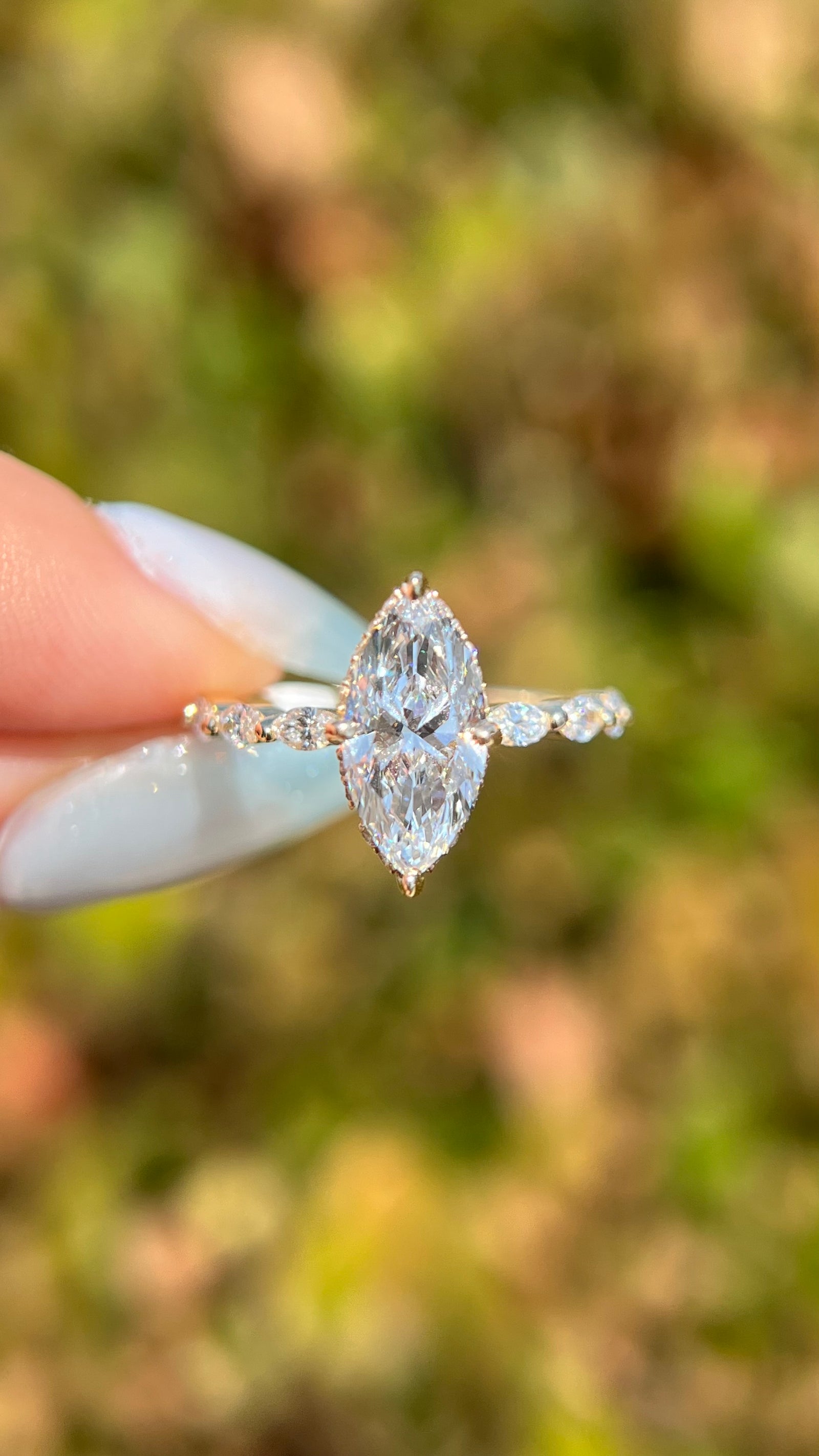 Marli 1.88ct E-VS1 Marquise Cut Lab Grown Diamond Engagement Ring 14K Gold