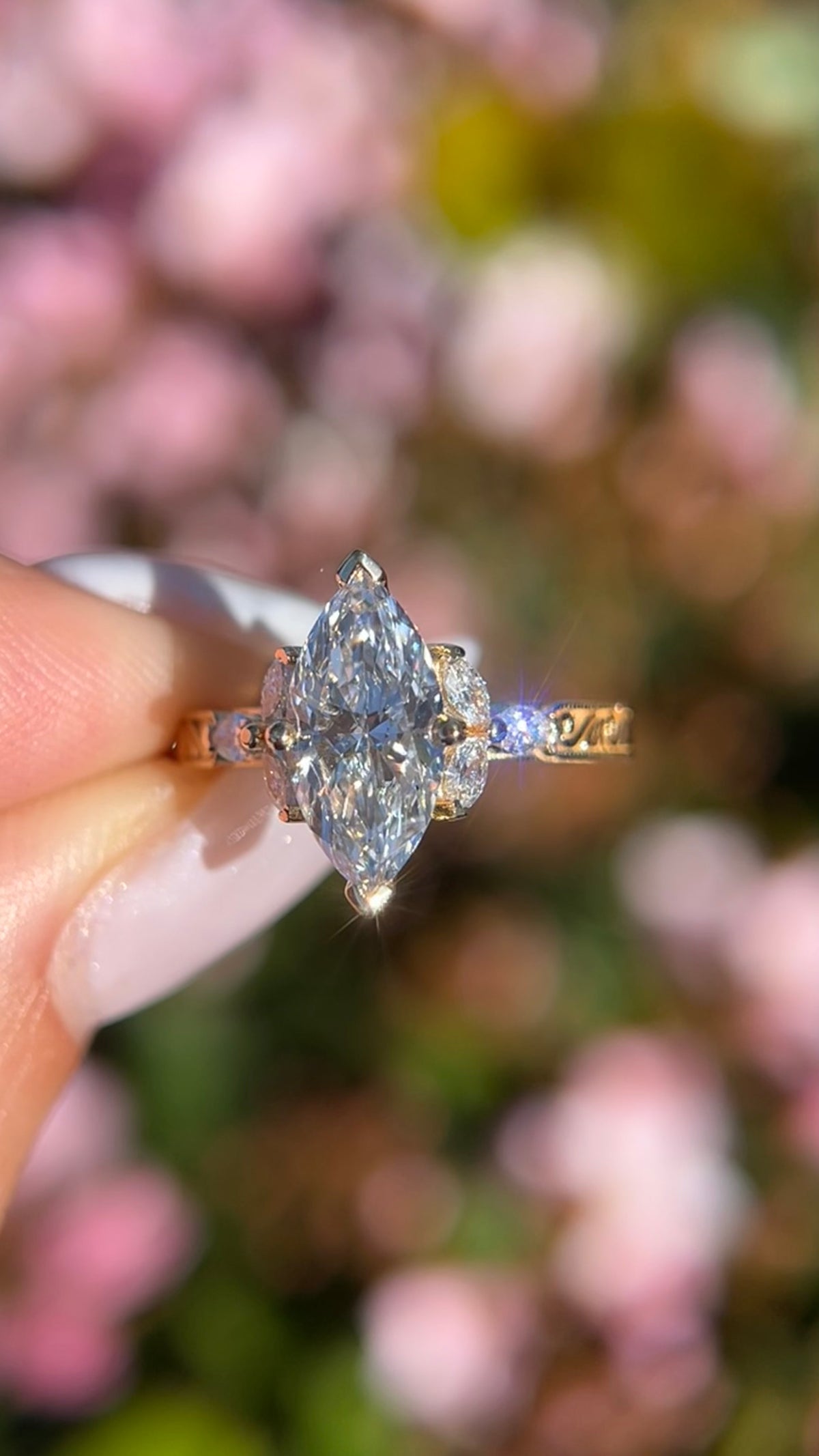 Mila 1.90ct E-VS1 Marquise Cut Lab Grown Diamond Engagement Ring 14K Gold