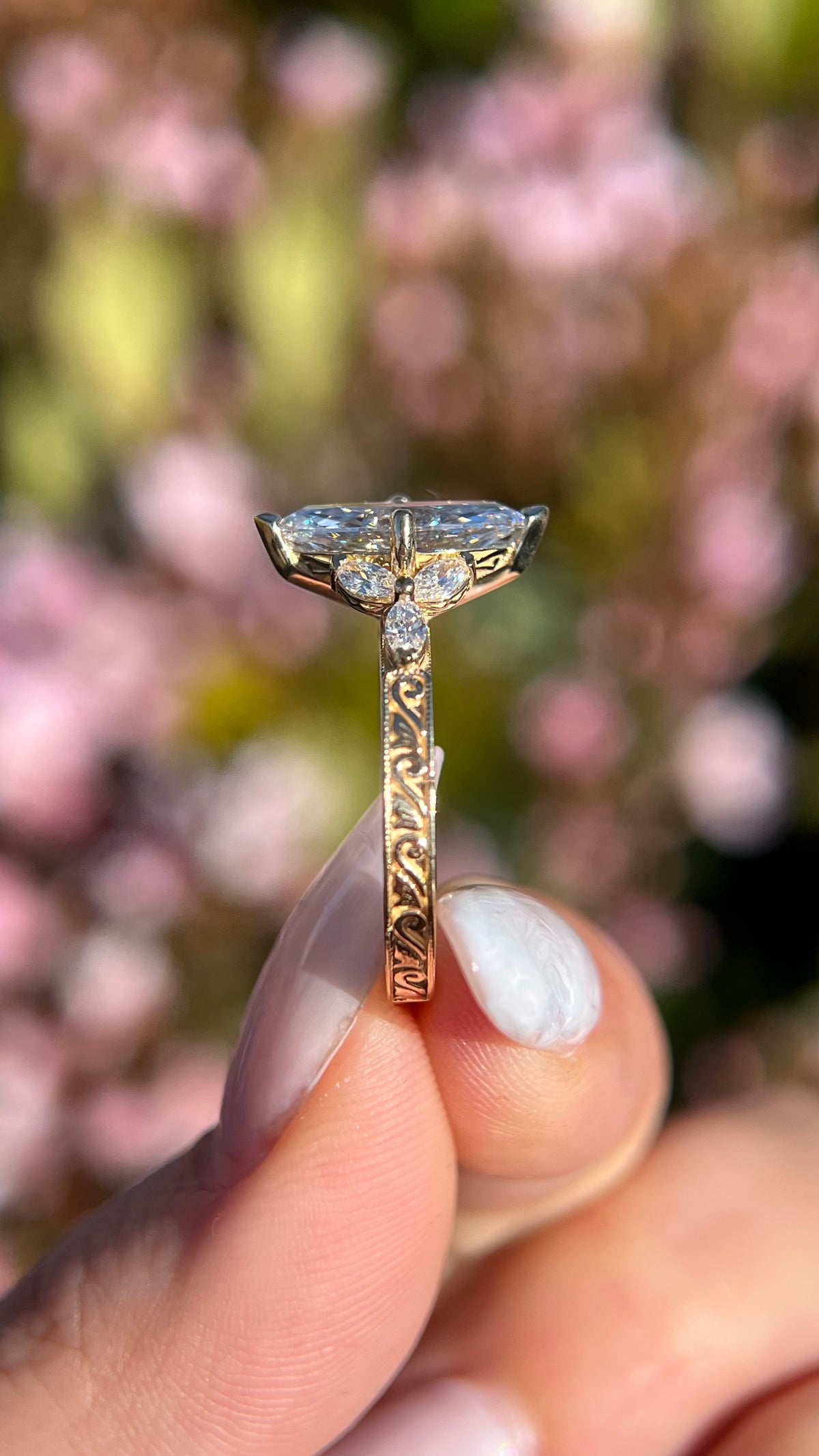 Mila 1.90ct E-VS1 Marquise Cut Lab Grown Diamond Engagement Ring 14K Gold