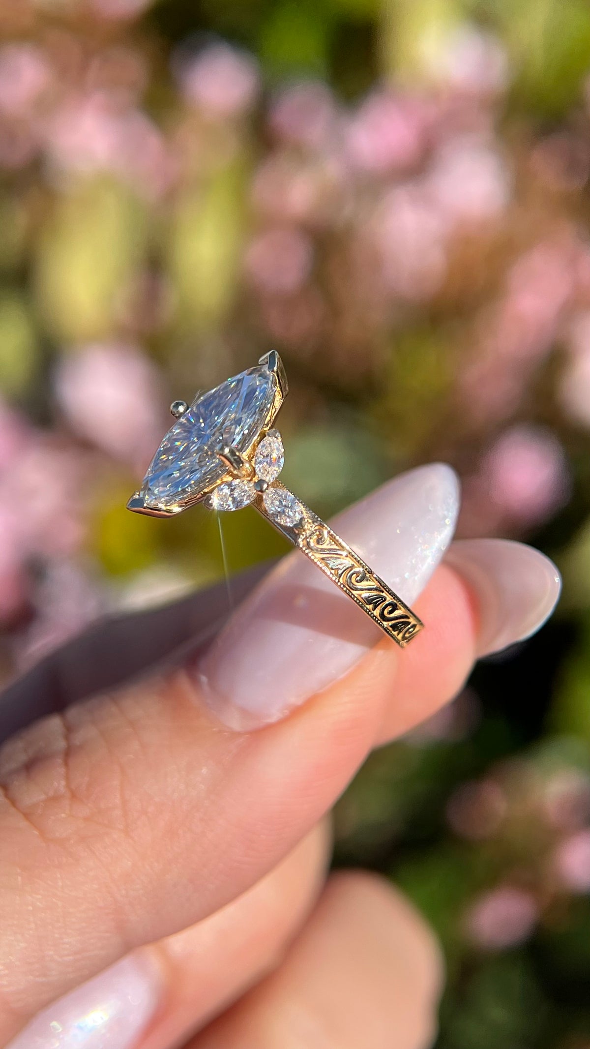 Mila 1.90ct E-VS1 Marquise Cut Lab Grown Diamond Engagement Ring 14K Gold