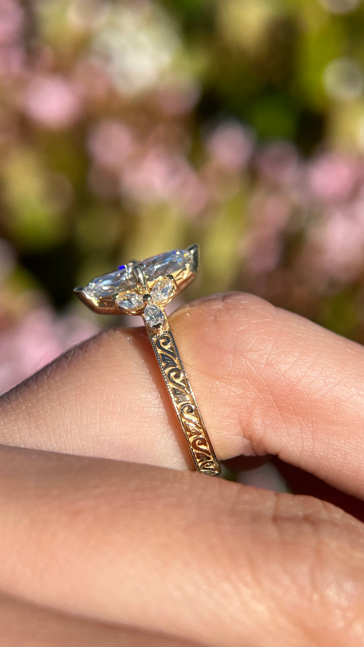 Mila 1.90ct E-VS1 Marquise Cut Lab Grown Diamond Engagement Ring 14K Gold