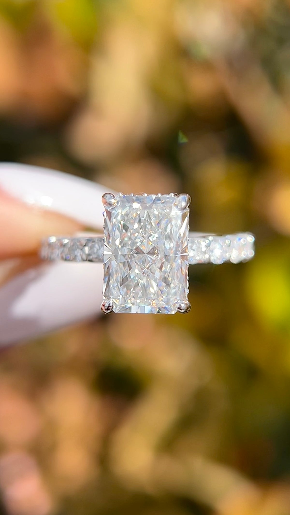 Carli 4.09ct E-VS1 Radiant Cut Lab Grown Diamond Engagement Ring 14K Gold