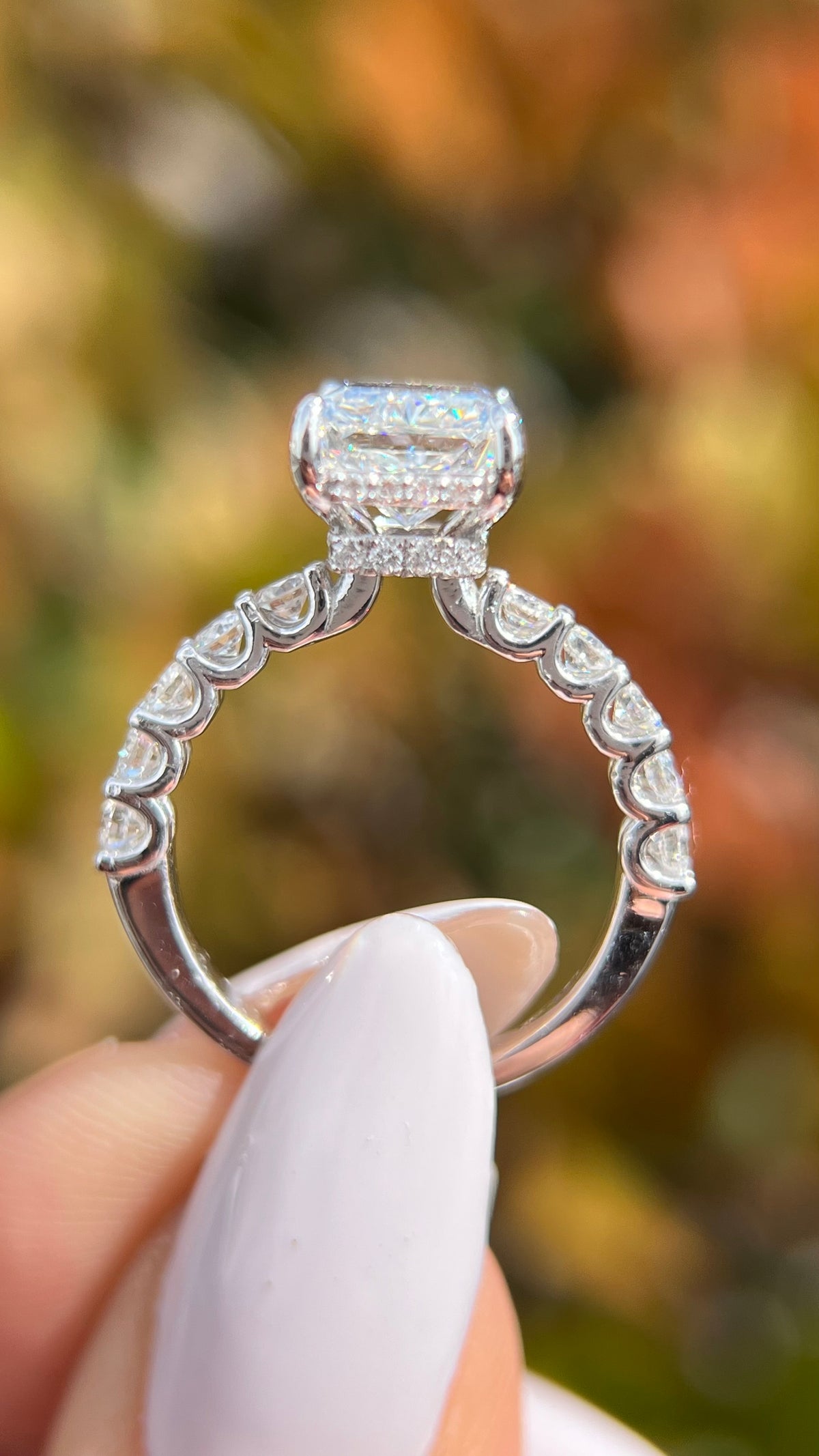 Carli 4.09ct E-VS1 Radiant Cut Lab Grown Diamond Engagement Ring 14K Gold