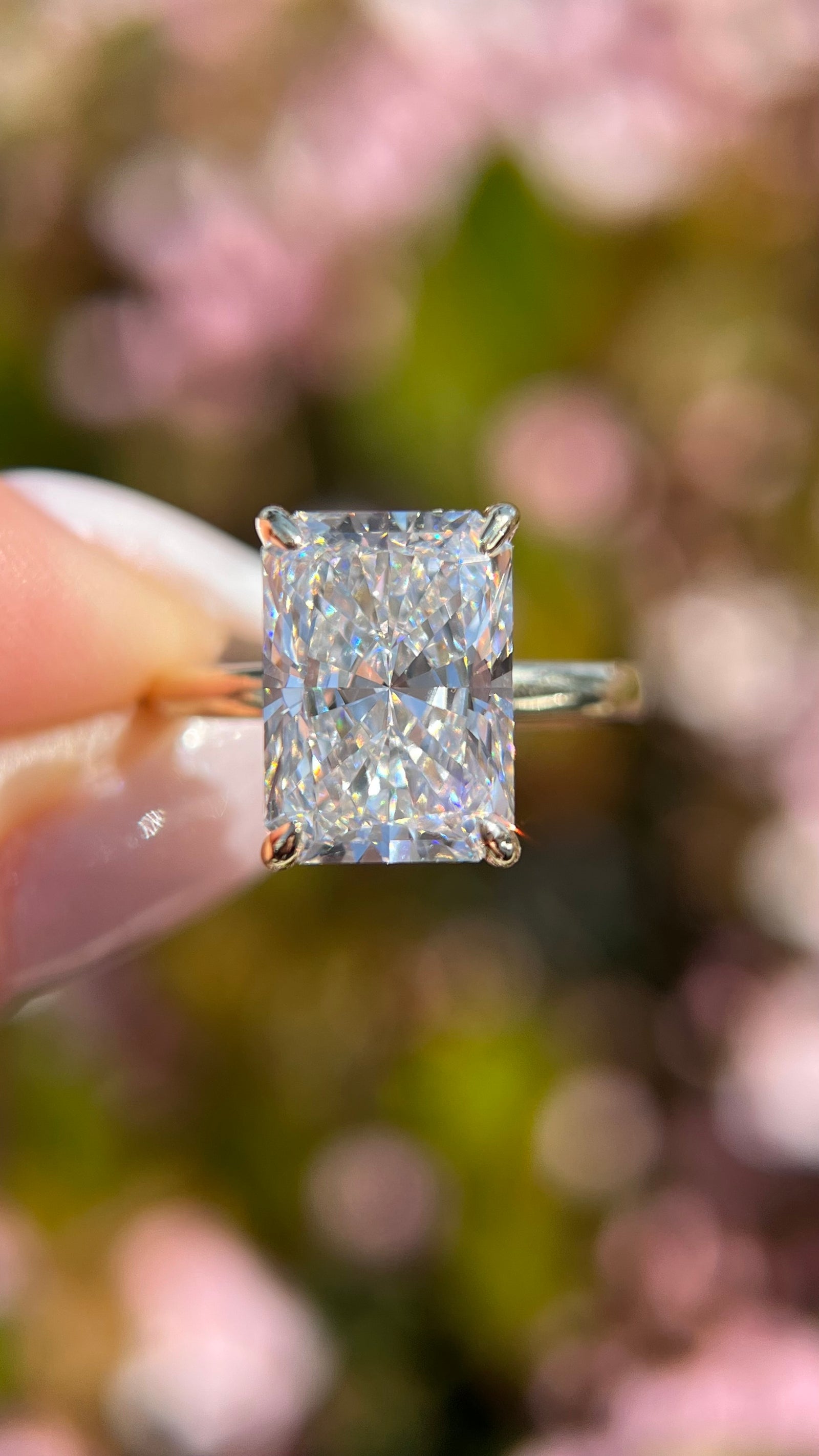 Andrea 5.77ct F-VS2 Radiant Cut Lab Grown Diamond Engagement Ring 14K Gold