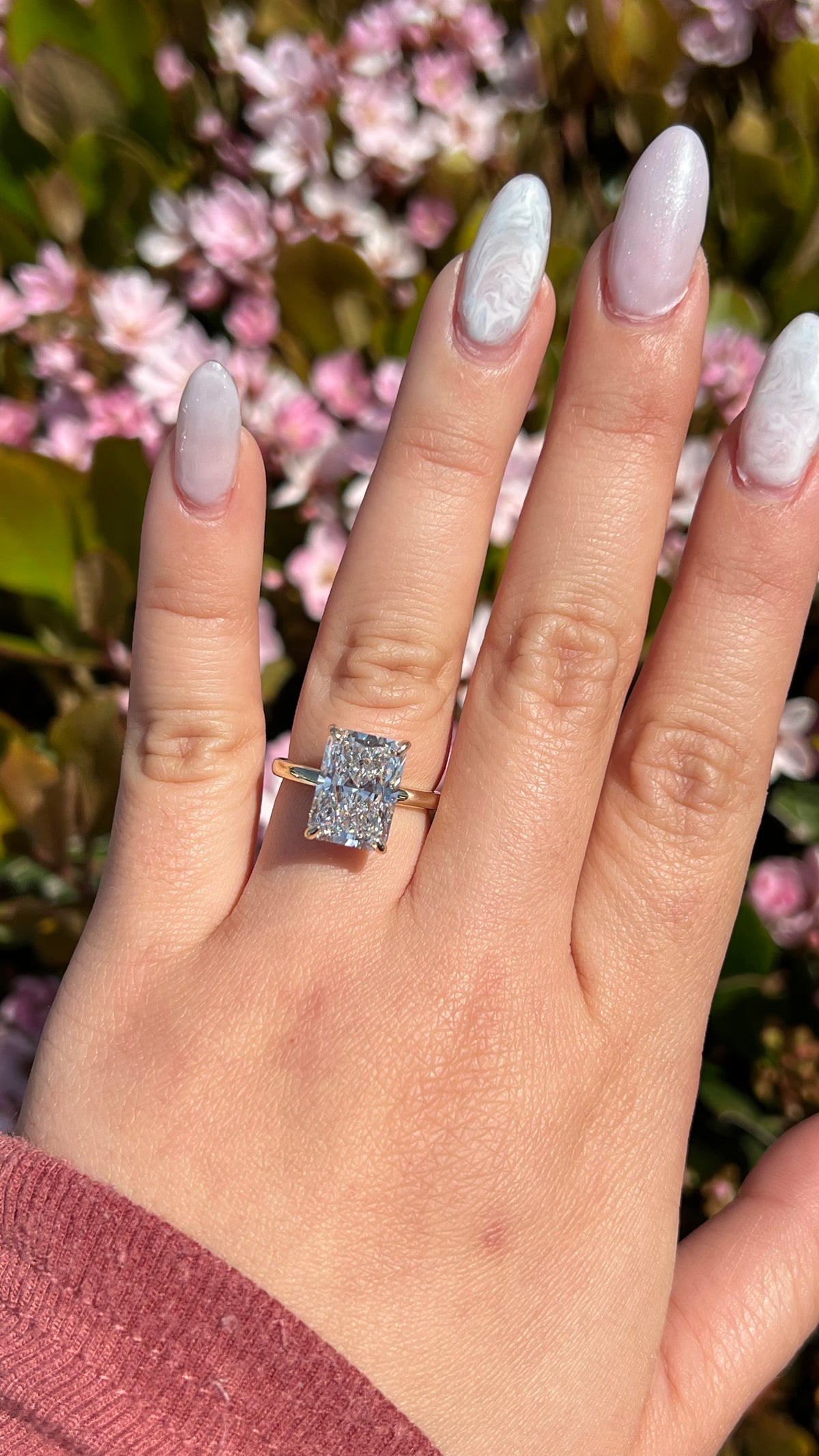 Andrea 5.77ct F-VS2 Radiant Cut Lab Grown Diamond Engagement Ring 14K Gold