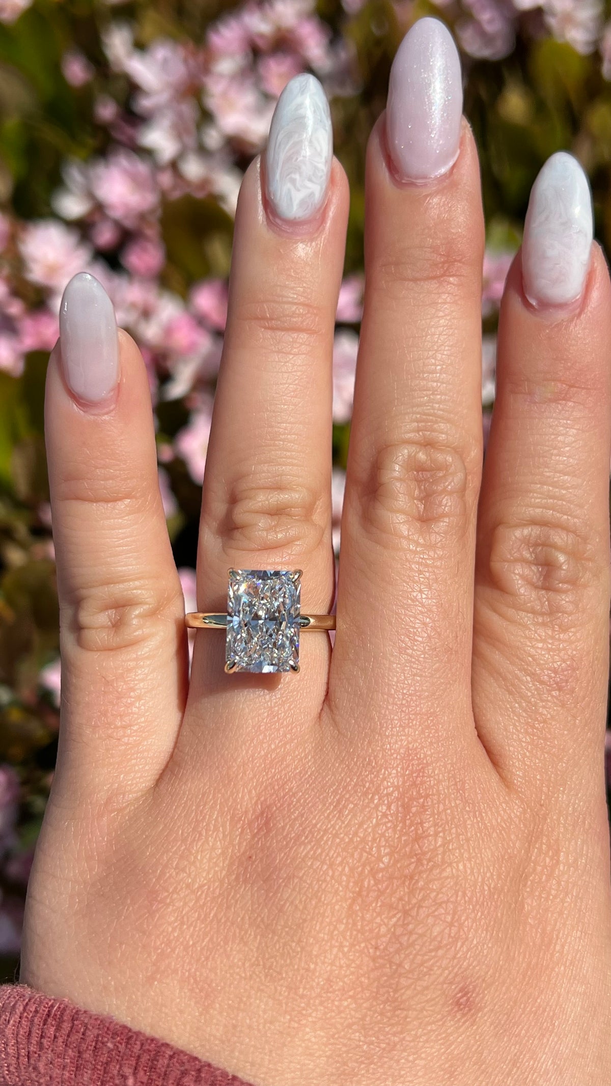 Andrea 5.77ct F-VS2 Radiant Cut Lab Grown Diamond Engagement Ring 14K Gold