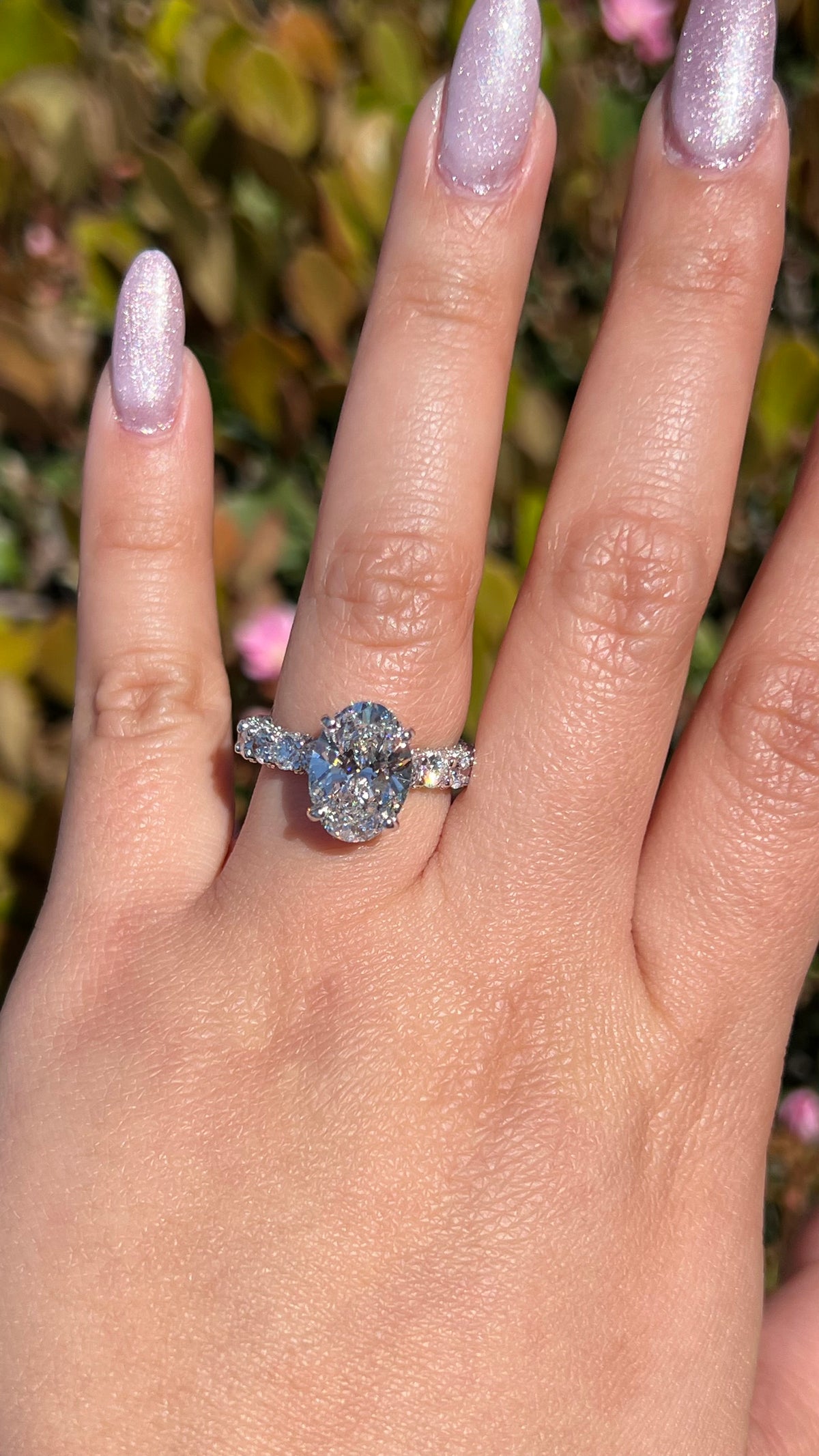 Christi 4.13ct F-VS1 Oval Cut Lab Grown Diamond Engagement Ring 14K Gold