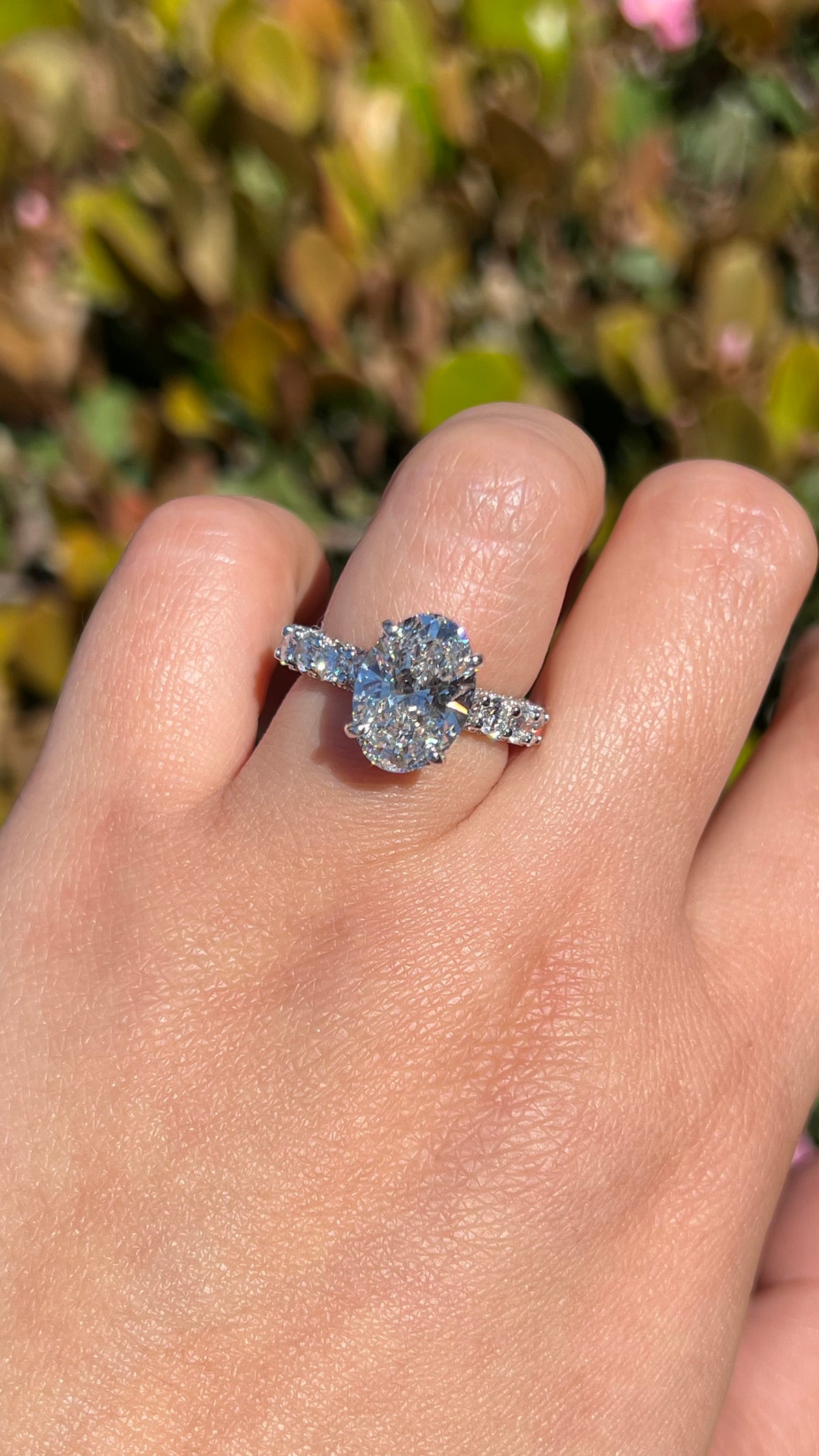 Christi 4.13ct F-VS1 Oval Cut Lab Grown Diamond Engagement Ring 14K Gold