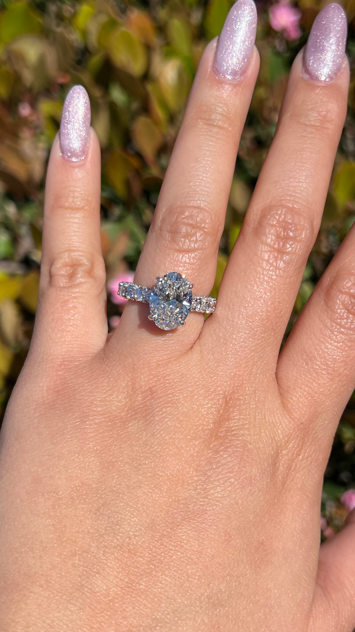 Christi 4.13ct F-VS1 Oval Cut Lab Grown Diamond Engagement Ring 14K Gold