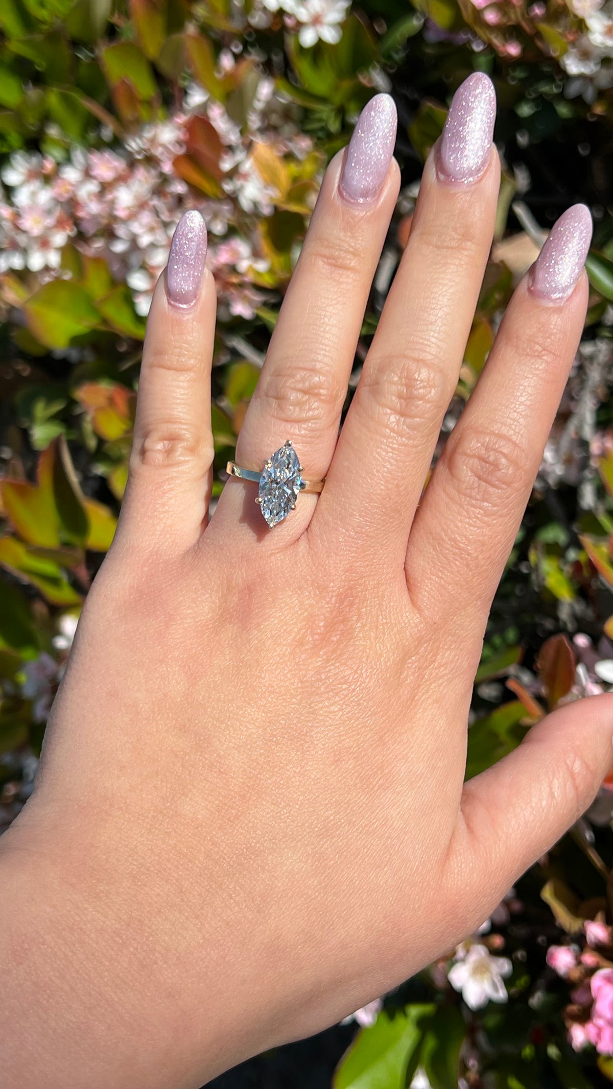 Andrea 3.03ct F-VS1 Marquise Cut Lab Grown Diamond Engagement Ring 14K Gold