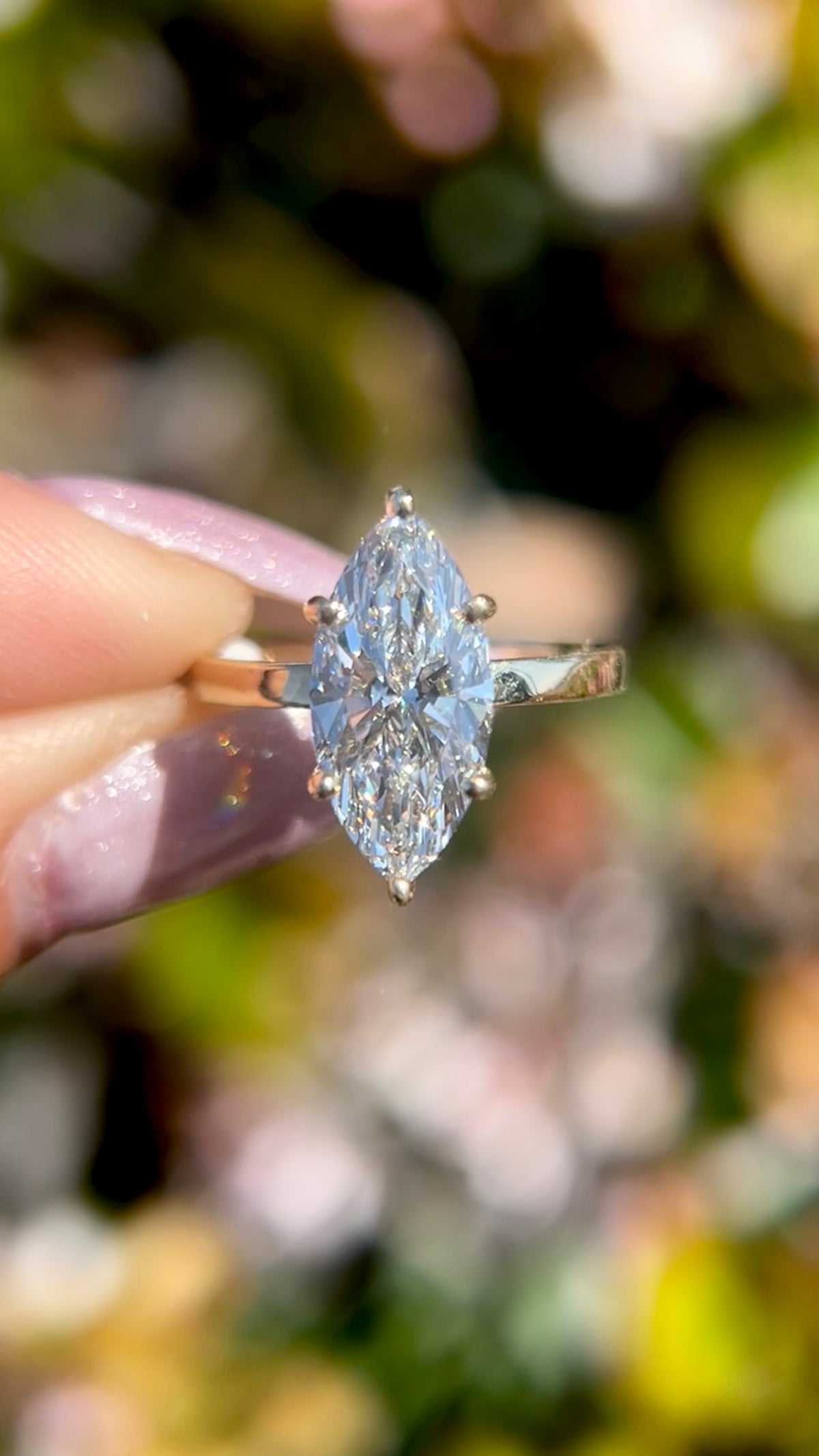 Andrea 3.03ct F-VS1 Marquise Cut Lab Grown Diamond Engagement Ring 14K Gold