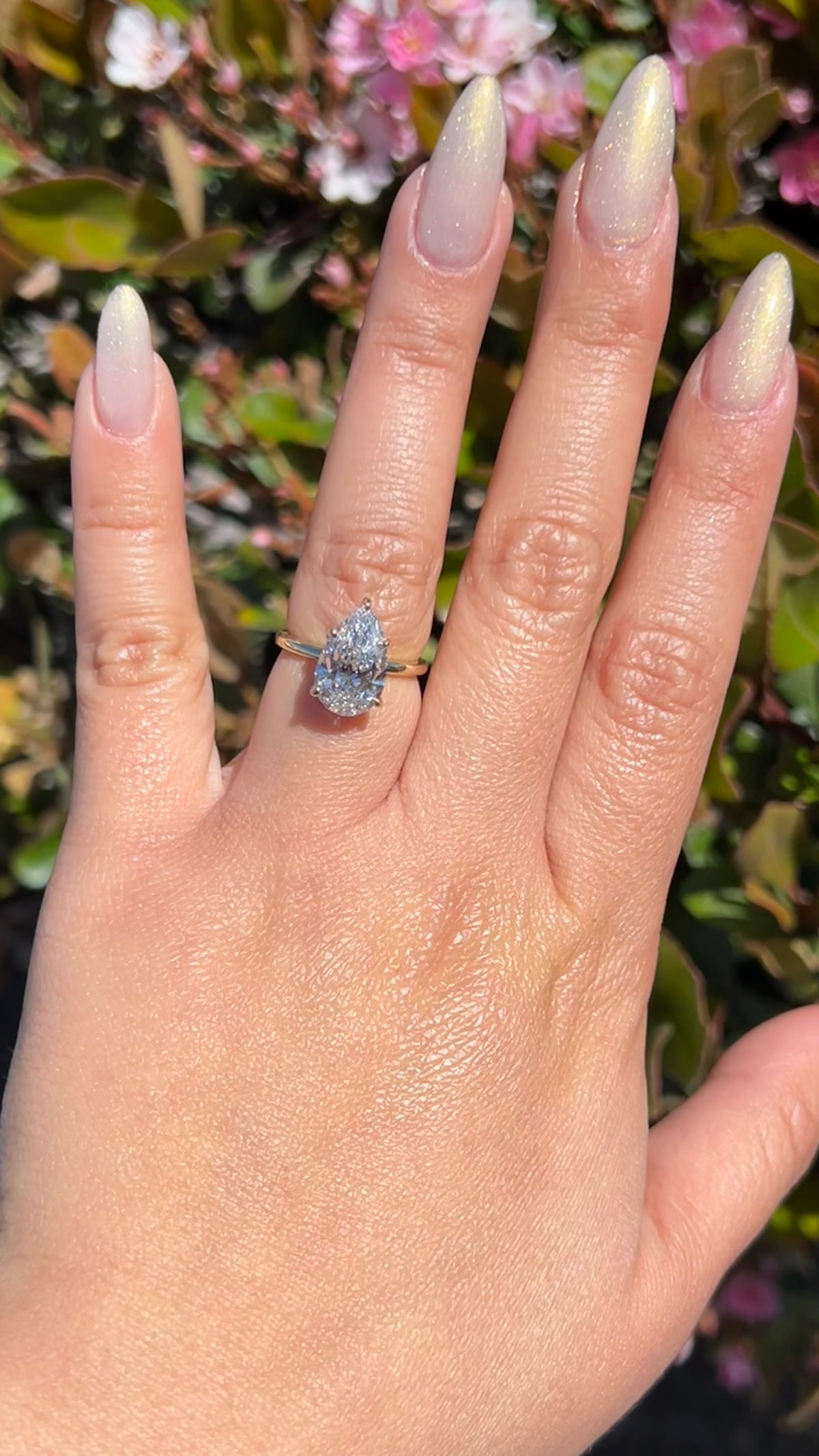 Sophi 3.10ct F-VS1 Pear Cut Lab Grown Diamond Engagement Ring 14K Gold