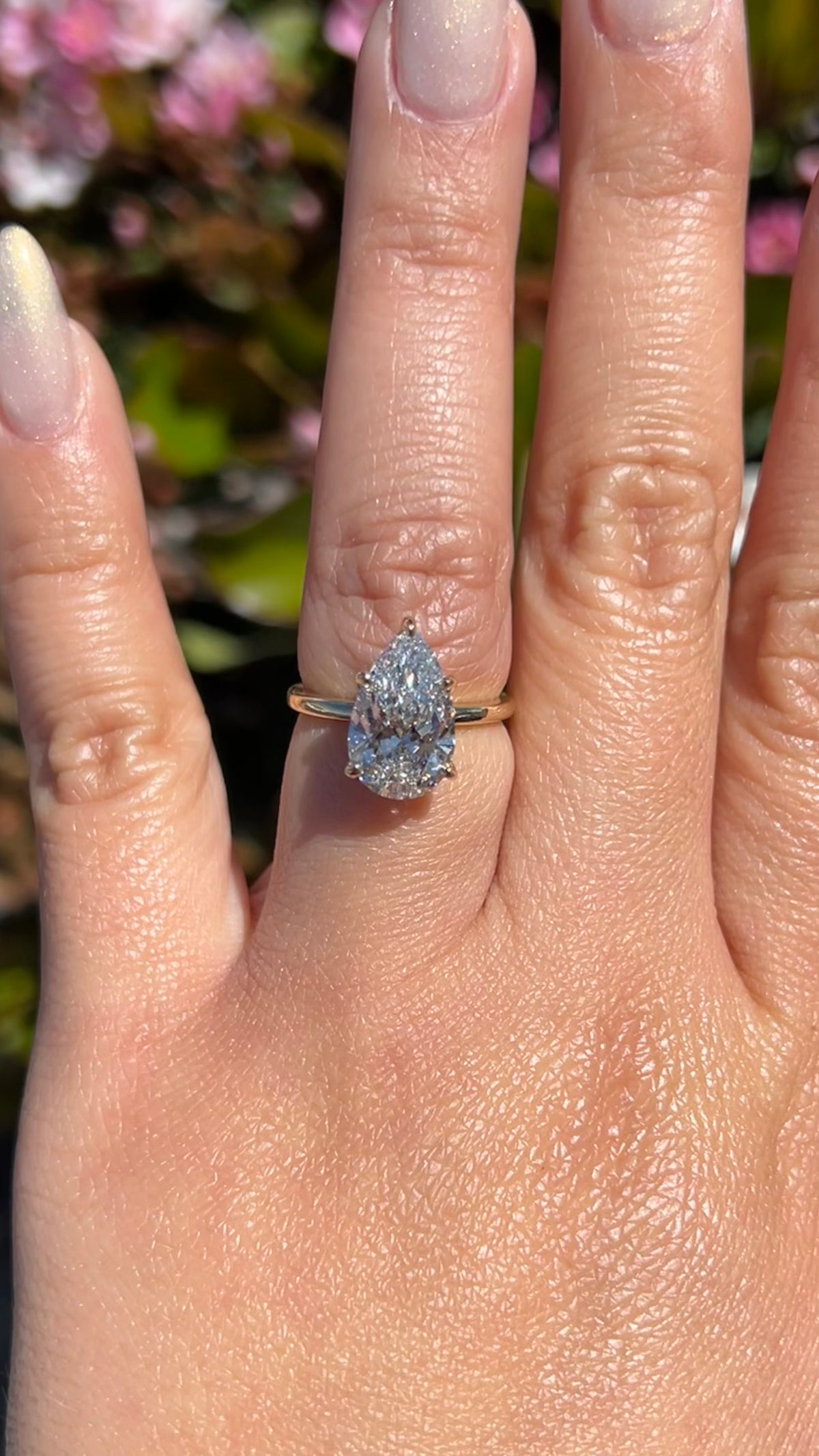 Sophi 3.10ct F-VS1 Pear Cut Lab Grown Diamond Engagement Ring 14K Gold