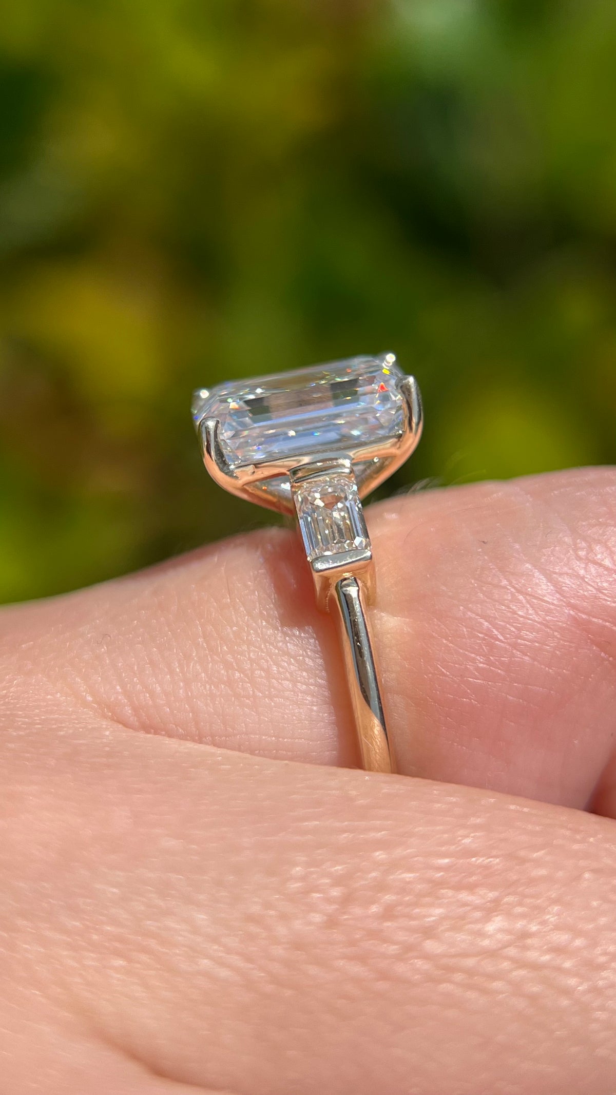 Everly 5.35ct E-VS1 Emerald Cut Lab Grown Diamond Engagement Ring 14K Gold