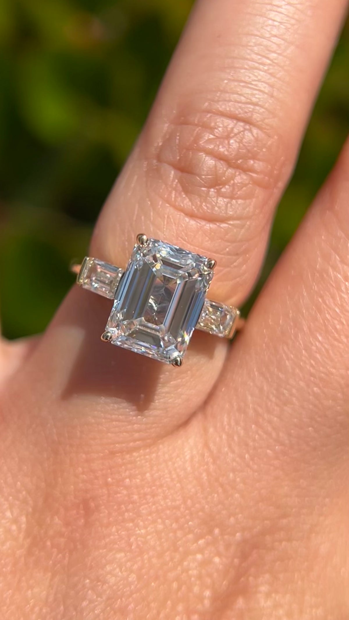 Everly 5.35ct E-VS1 Emerald Cut Lab Grown Diamond Engagement Ring 14K Gold