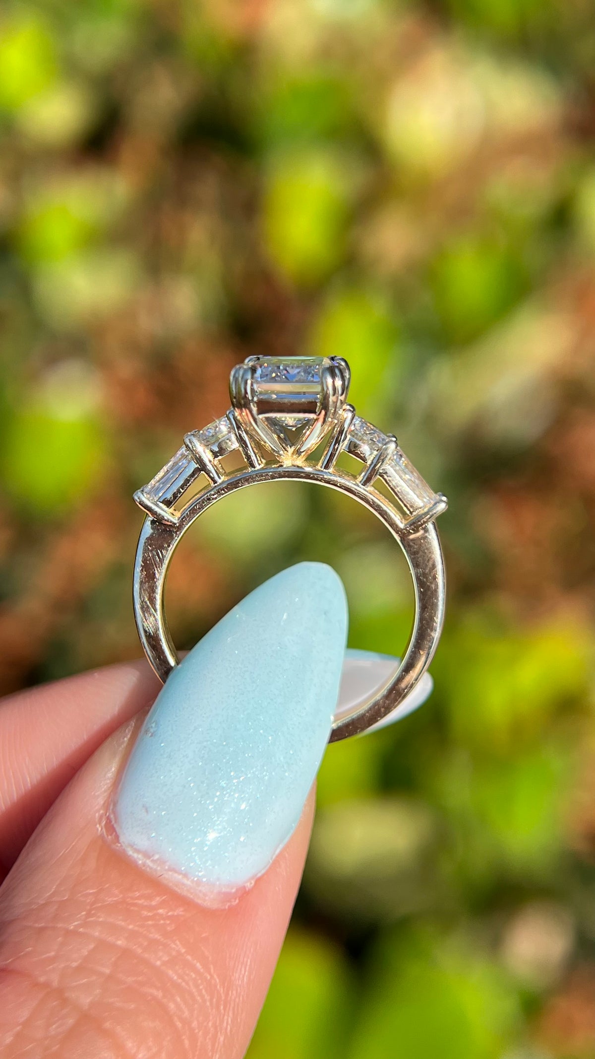 Blaire 3.10ct E-VS1 Emerald Cut Lab Grown Diamond Engagement Ring 14K Gold