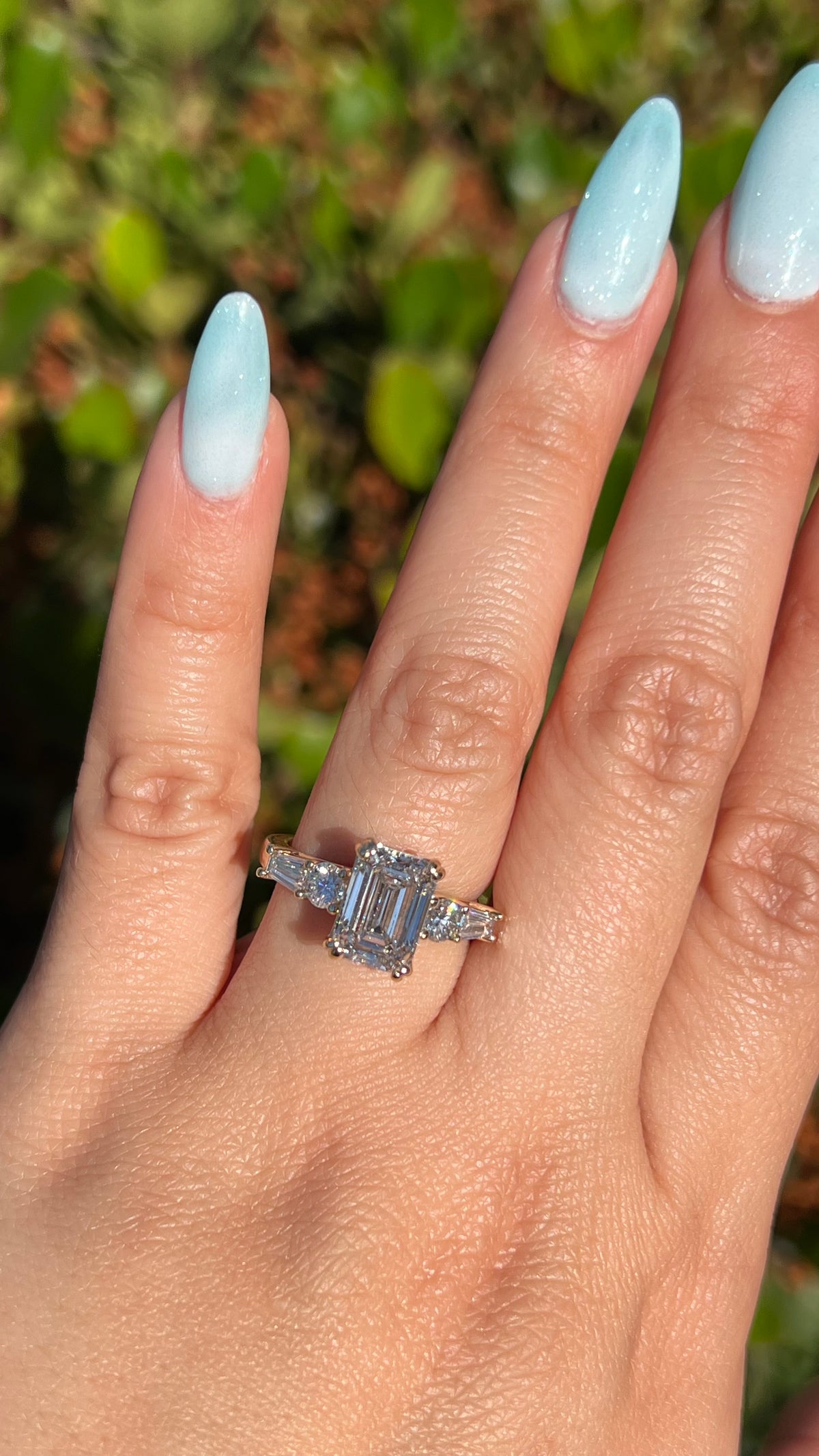 Blaire 3.10ct E-VS1 Emerald Cut Lab Grown Diamond Engagement Ring 14K Gold