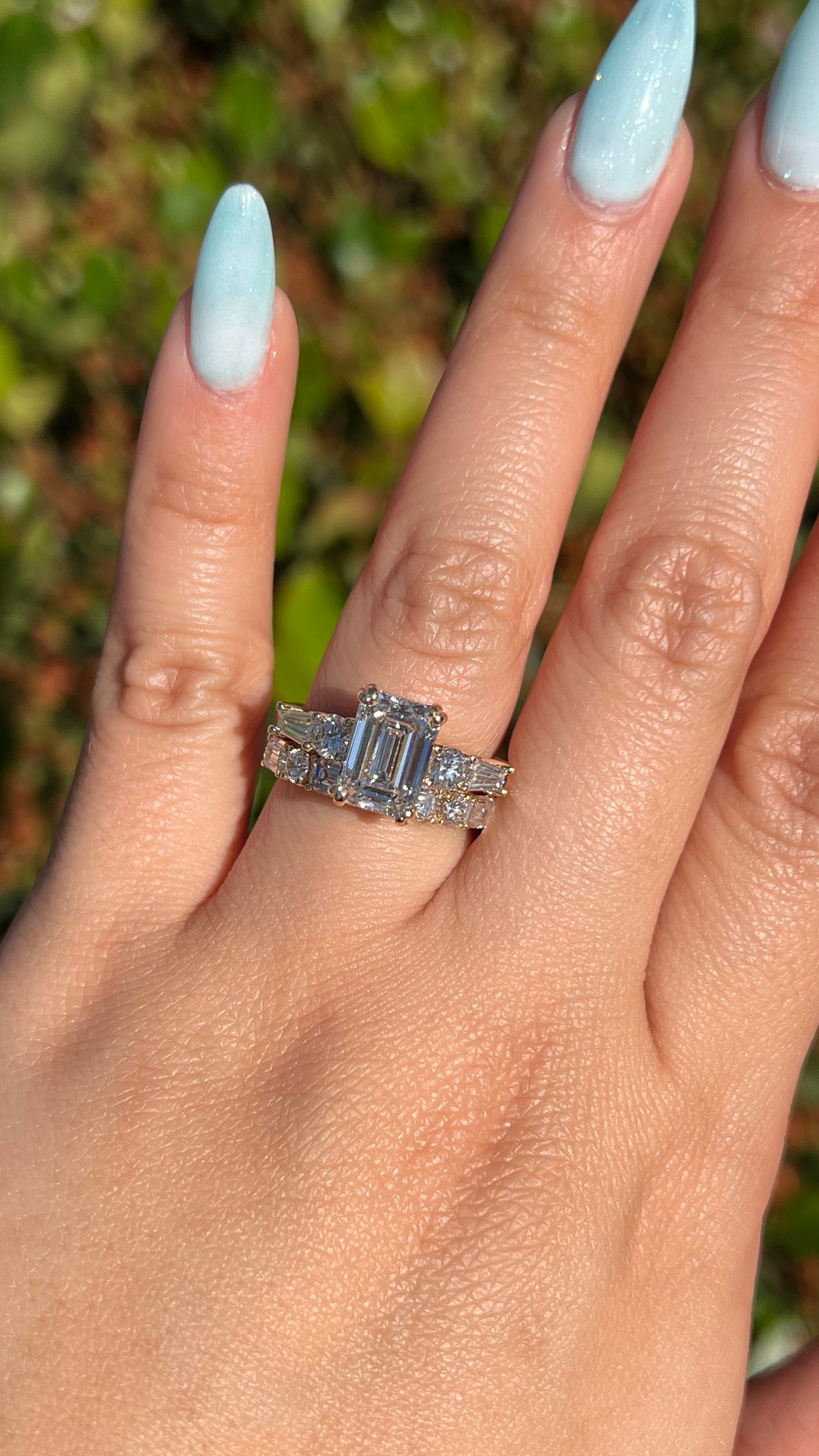 Blaire 3.10ct E-VS1 Emerald Cut Lab Grown Diamond Engagement Ring 14K Gold