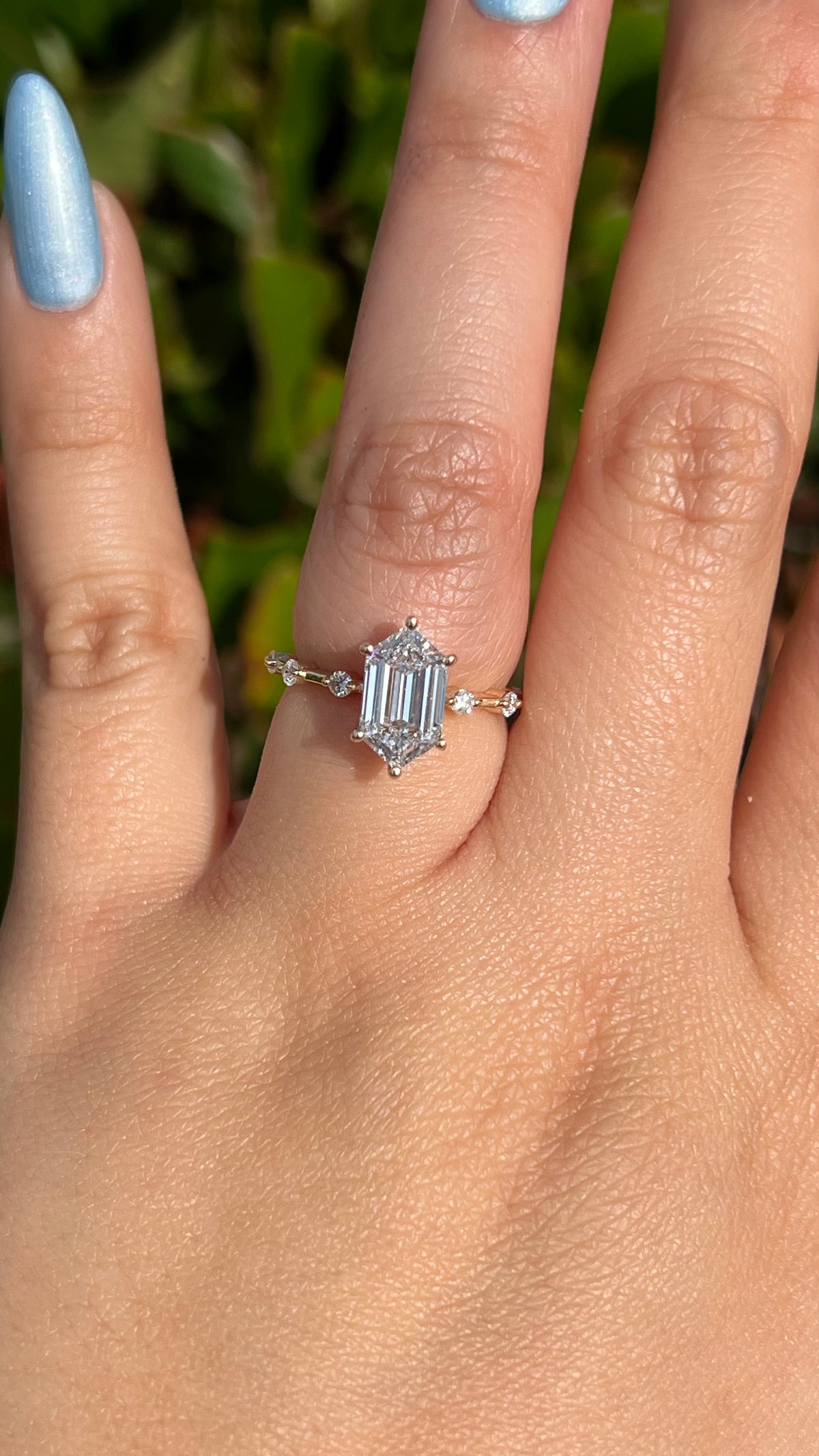 Bella 1.80ct E-VS1 Hexagon Cut Lab Grown Diamond Engagement Ring 14K Gold