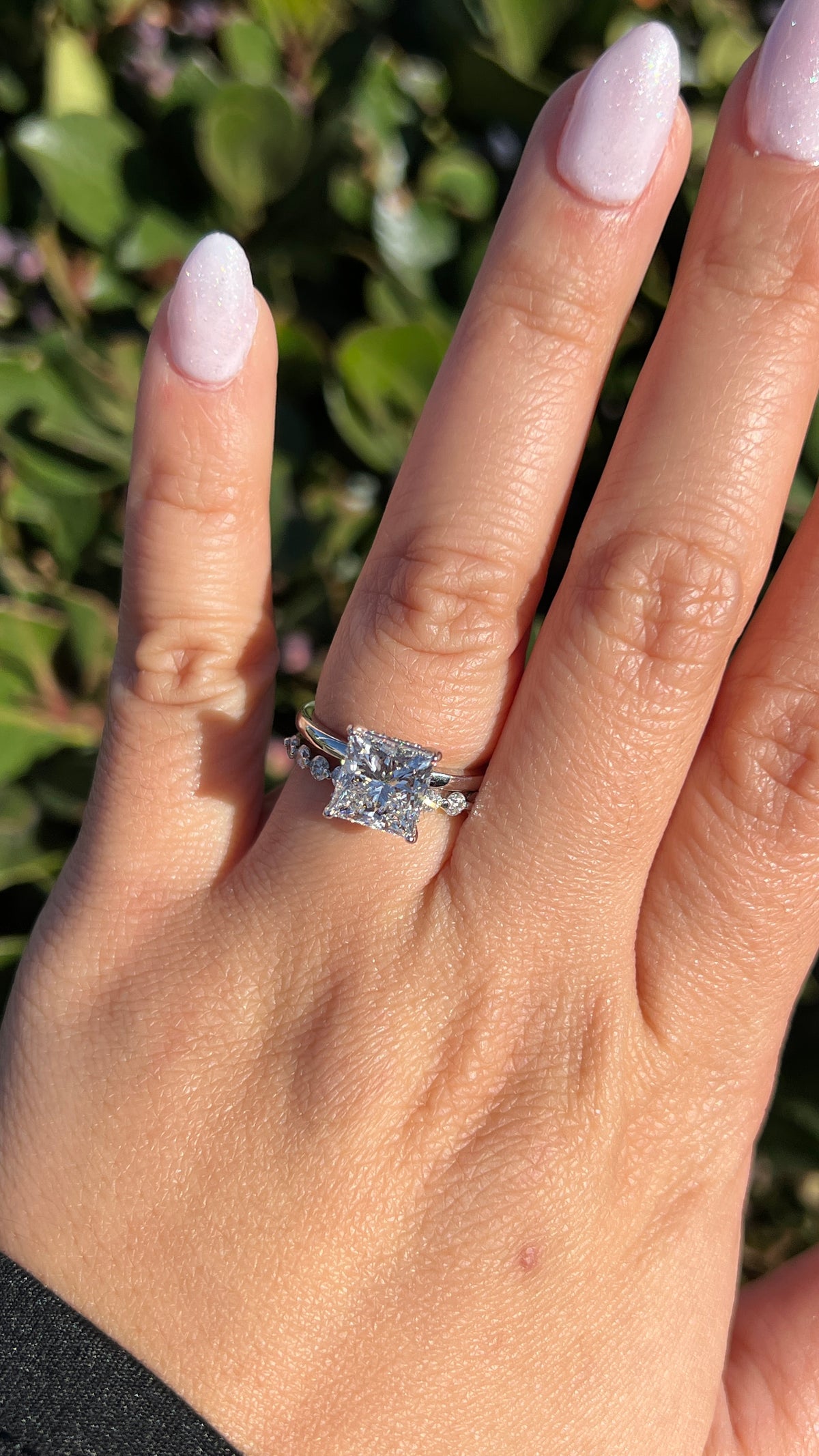 Sandy 3.02ct E-VS1 Princess Cut Lab Grown Diamond Engagement Ring 14K Gold