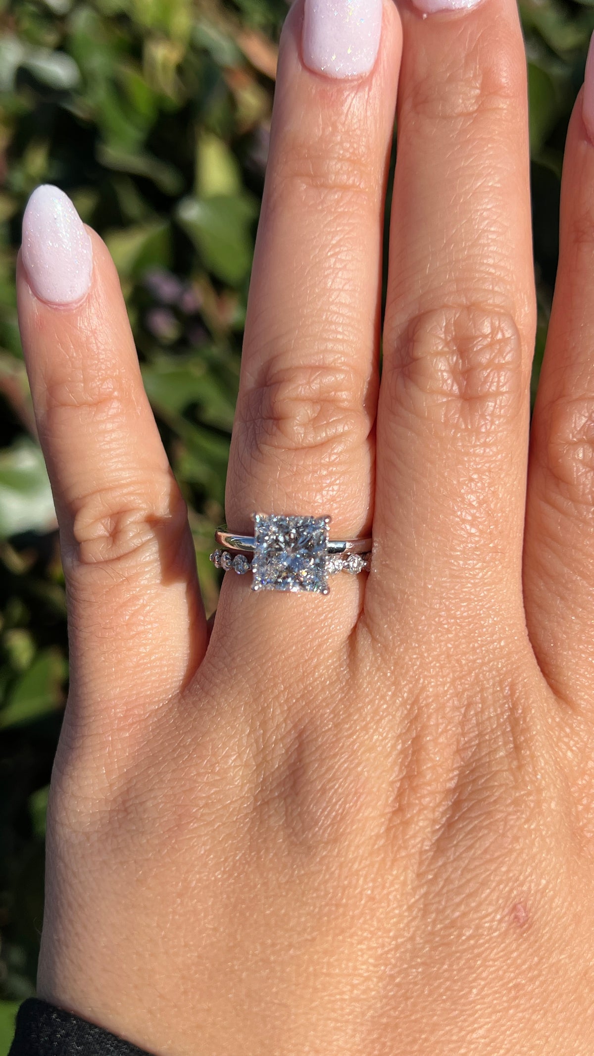 Sandy 3.02ct E-VS1 Princess Cut Lab Grown Diamond Engagement Ring 14K Gold