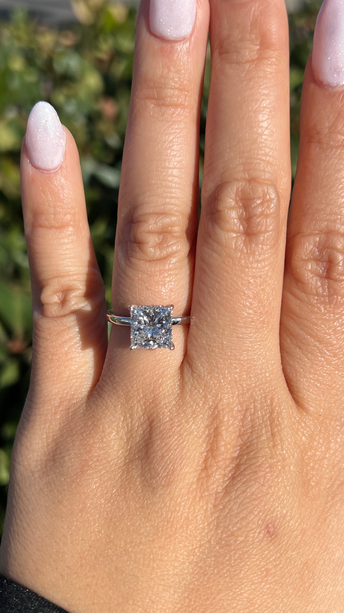 Sandy 3.02ct E-VS1 Princess Cut Lab Grown Diamond Engagement Ring 14K Gold