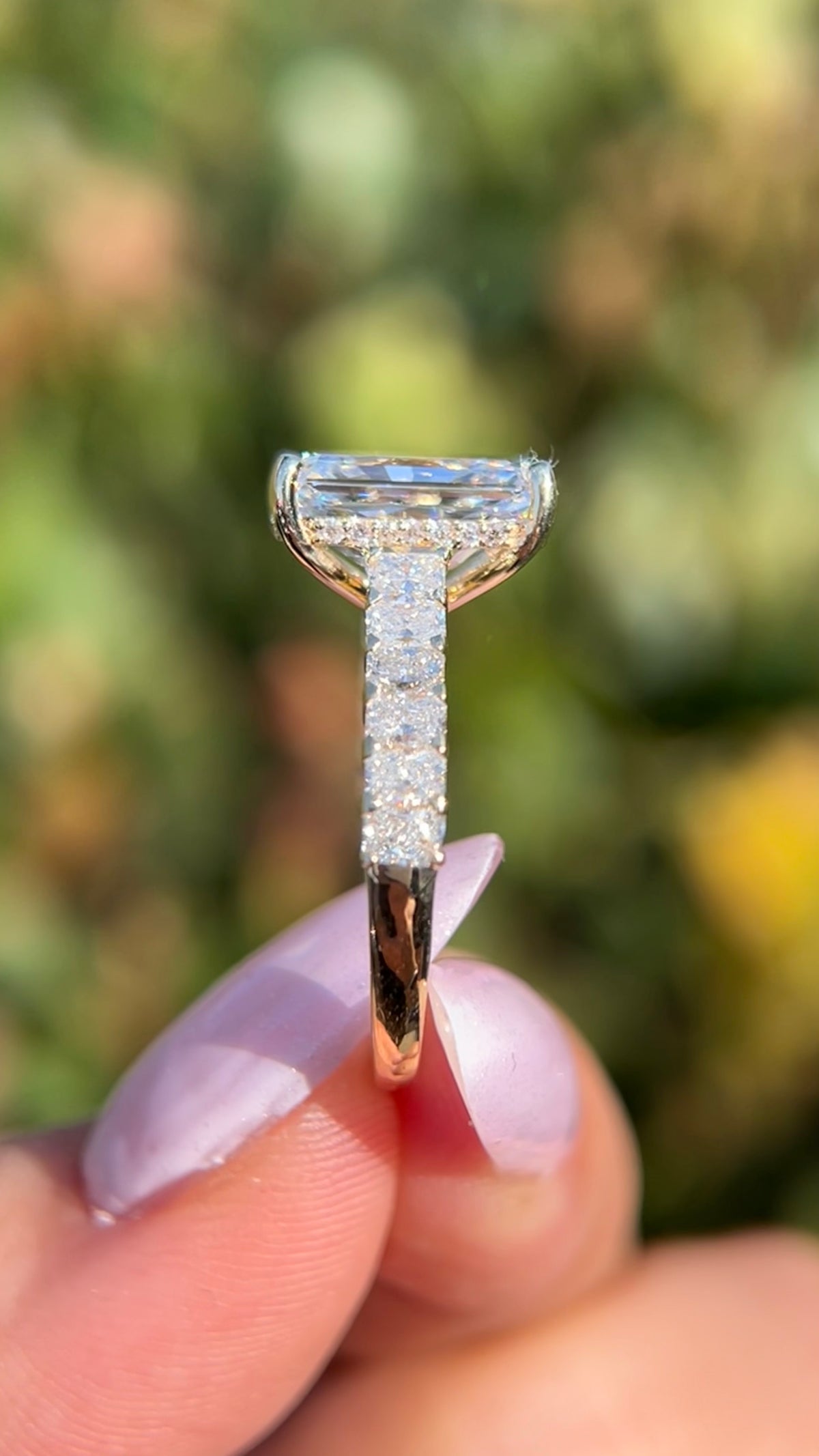 Remi 4.09ct E-VS1 Radiant Cut Lab Grown Diamond Engagement Ring 14K Gold