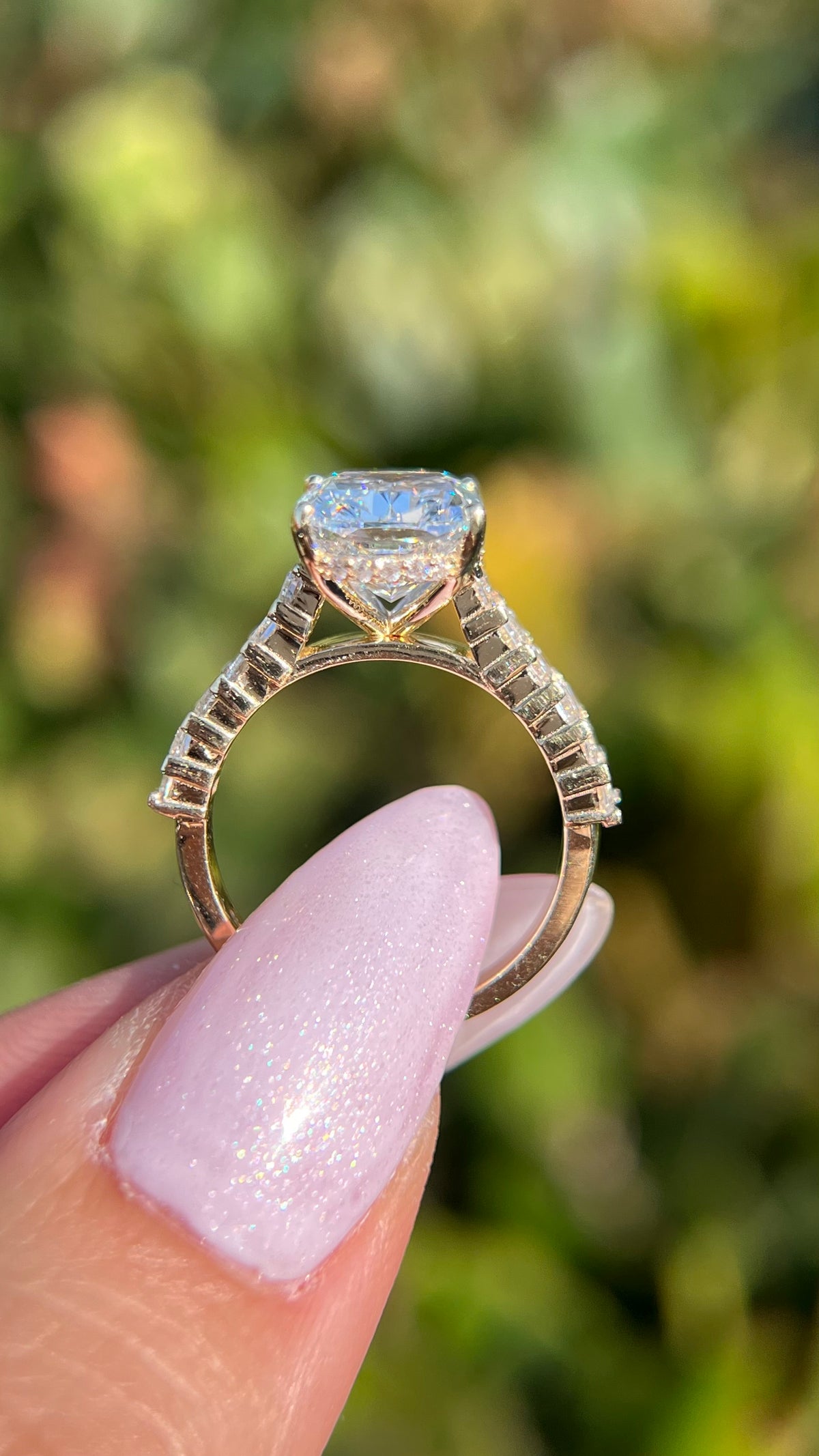 Emerson 4.10ct E-VS1 Elongated Cushion Cut Lab Grown Diamond Engagement Ring 14K Gold