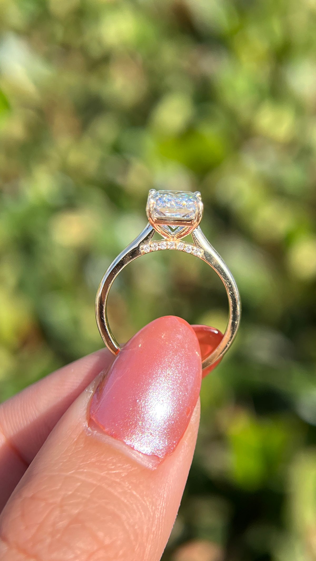 Ava Diamond Bridge 2.55ct E-VS1 Radiant Cut Lab Grown Diamond Engagement Ring 14K Gold