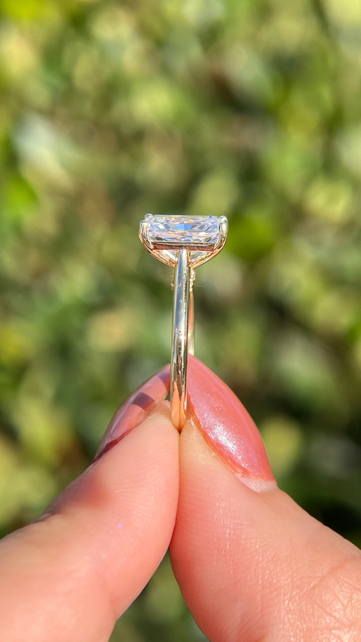 Ava Diamond Bridge 2.55ct E-VS1 Radiant Cut Lab Grown Diamond Engagement Ring 14K Gold