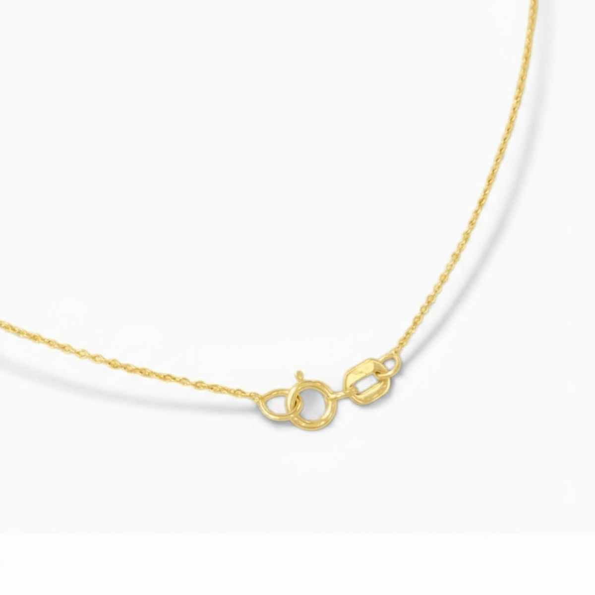 0.9mm Rolo Chain w/ Small Diamond Cross Necklace 14K Solid Gold DFN001