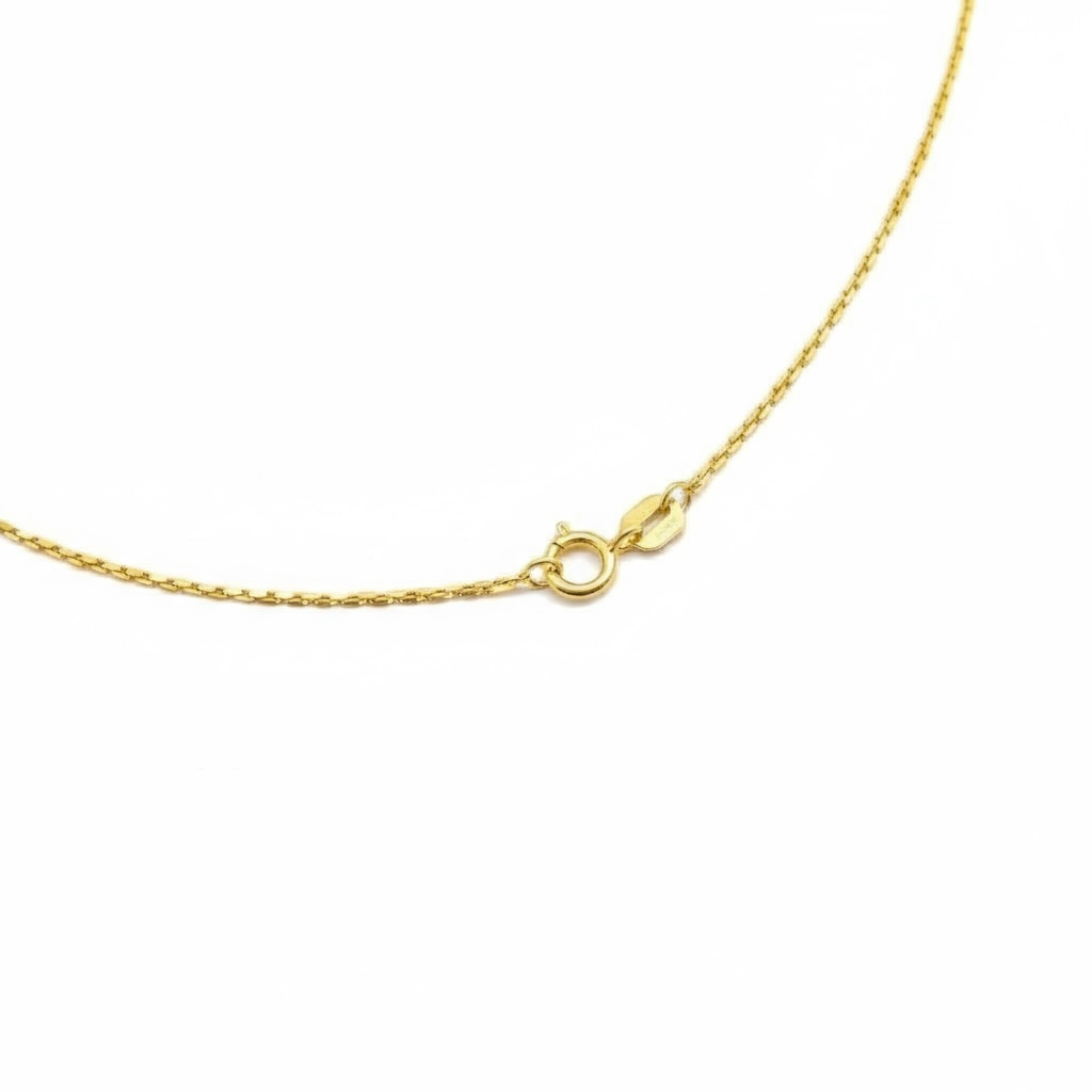 0.8mm Cable Chain w/ Interlocking Diamond Hearts Necklace 14K Solid Gold DFN010