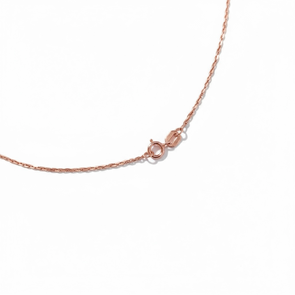 1.0mm Cable Chain w/ Diamond Interlocking Circle Necklace 14K Solid Gold DFN007