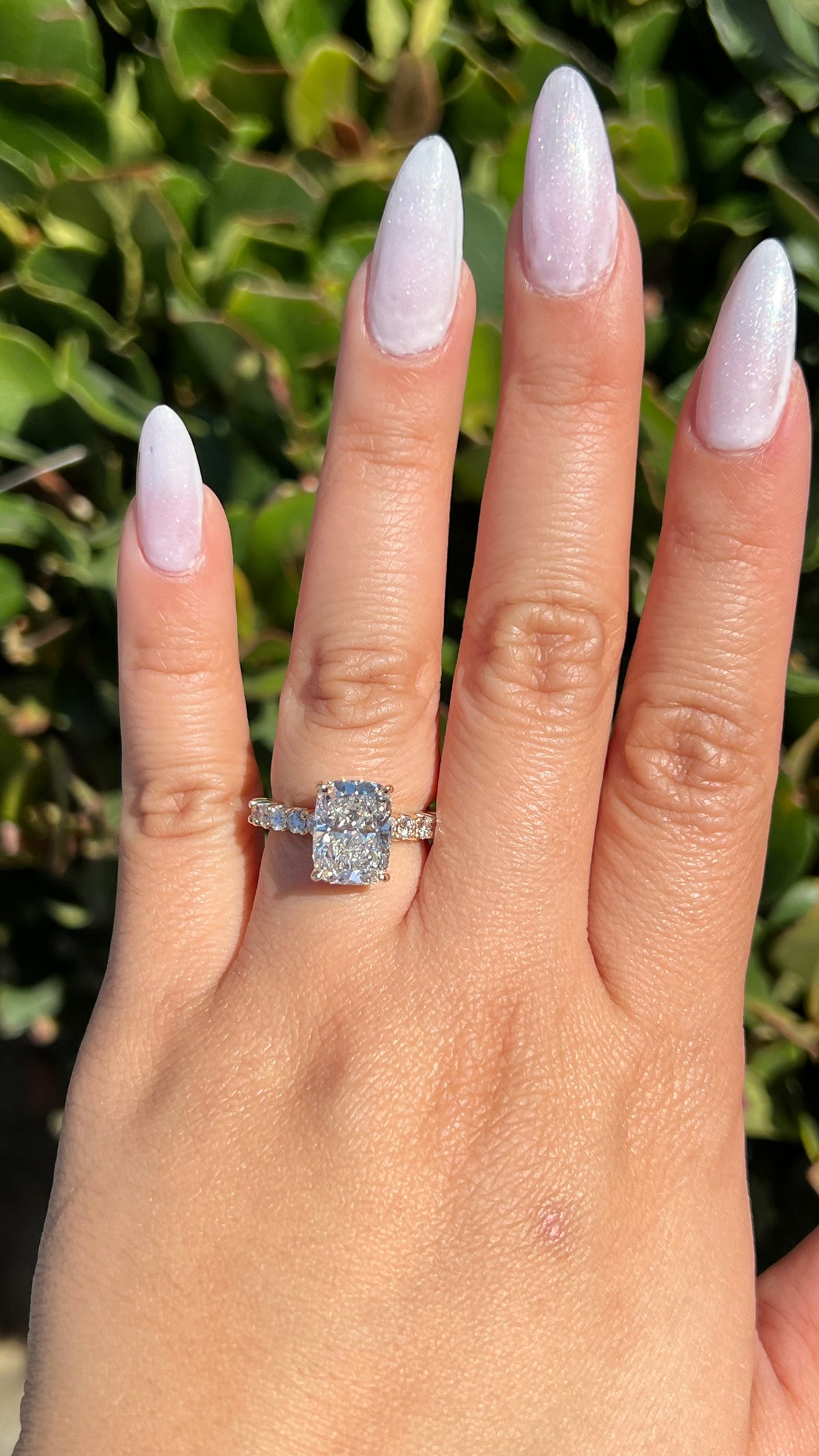 Crystal 4.07ct E-VS1 Cushion Cut Lab Grown Diamond Engagement Ring 14K Gold