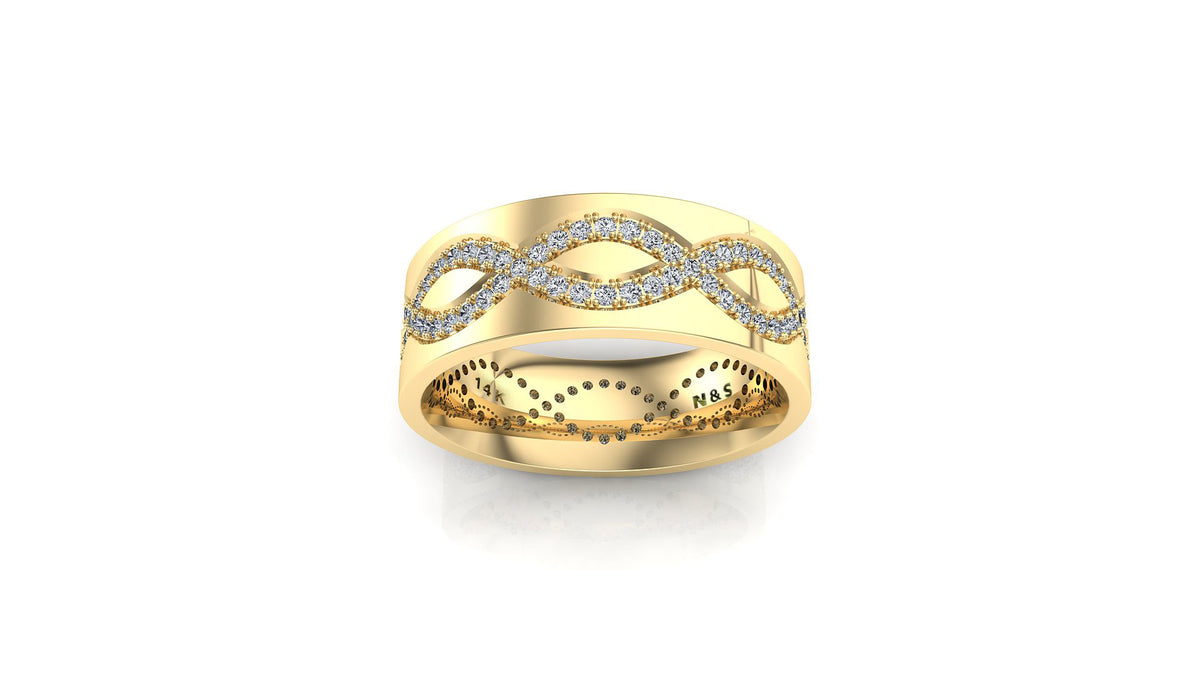 Men&#39;s 1.10ct tw Infinity Twist Eternity Diamond Wedding Band 14K Gold MR003