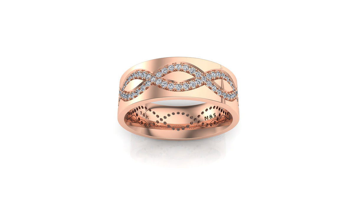 Men&#39;s 1.10ct tw Infinity Twist Eternity Diamond Wedding Band 14K Gold MR003