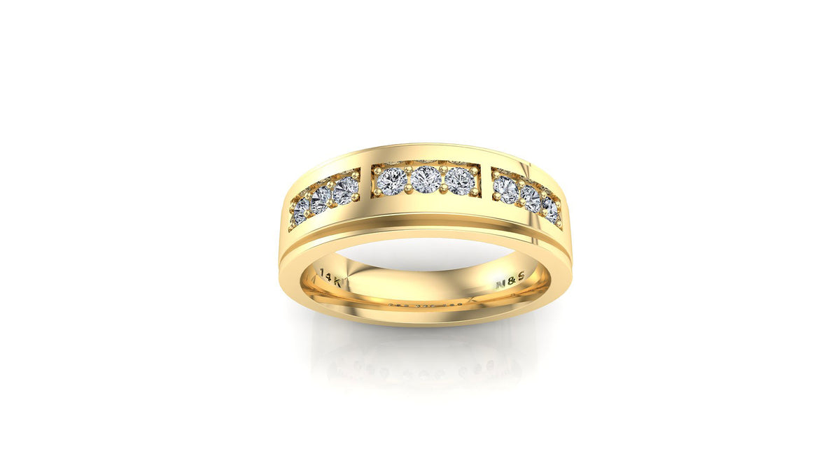 Men&#39;s 0.42ct tw Justin Triple Section Diamond Wedding Ring 14K Gold MR004