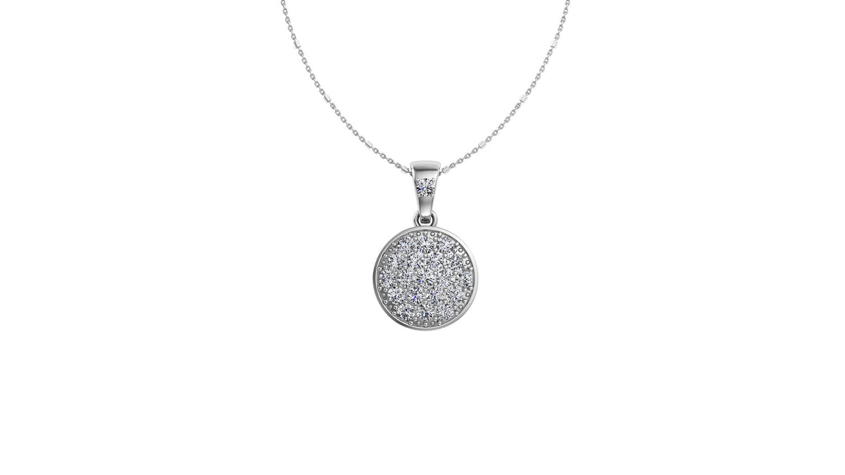 Bezel Set Pave Round Diamond Pendant 0.51CT TW 14K Gold DPEN061